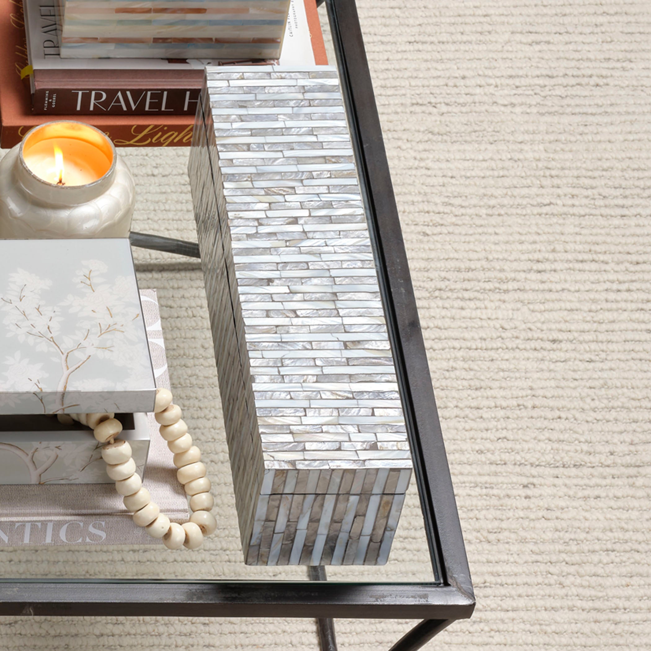 Roosevelt Blue Mother of Pearl Decorative Box by Jamie Young