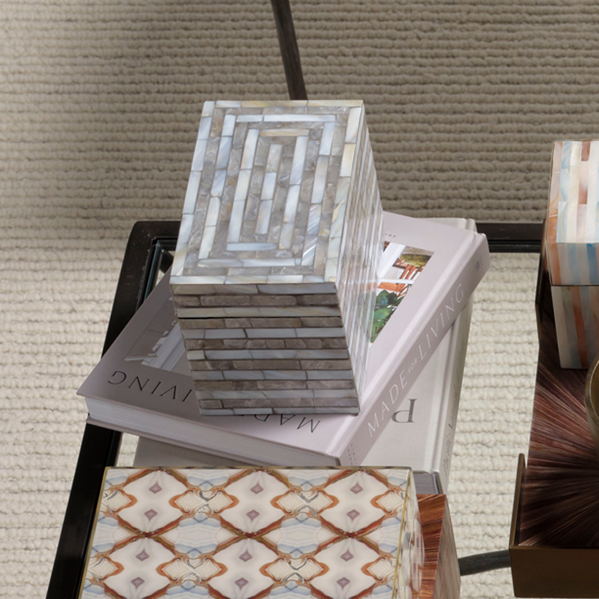 Roosevelt Grey Mother of Pearl Decorative Box by Jamie Young