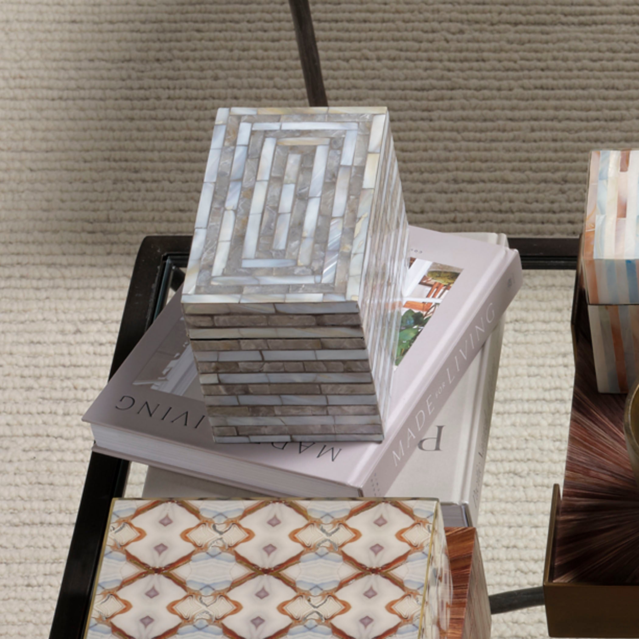 Roosevelt Grey Mother of Pearl Decorative Box by Jamie Young