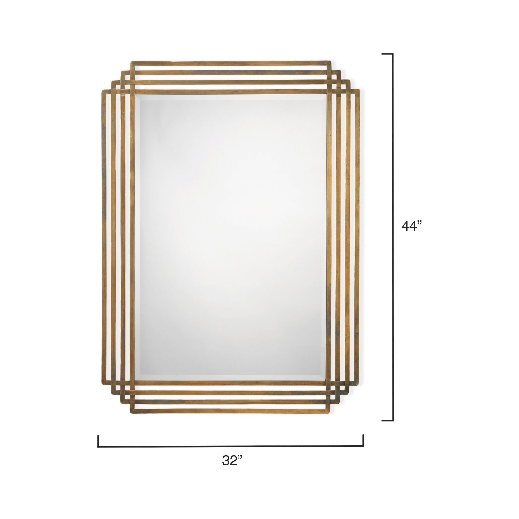 Serai Metal Rectangle Wall Mirror, Antique Brass by Jamie Young