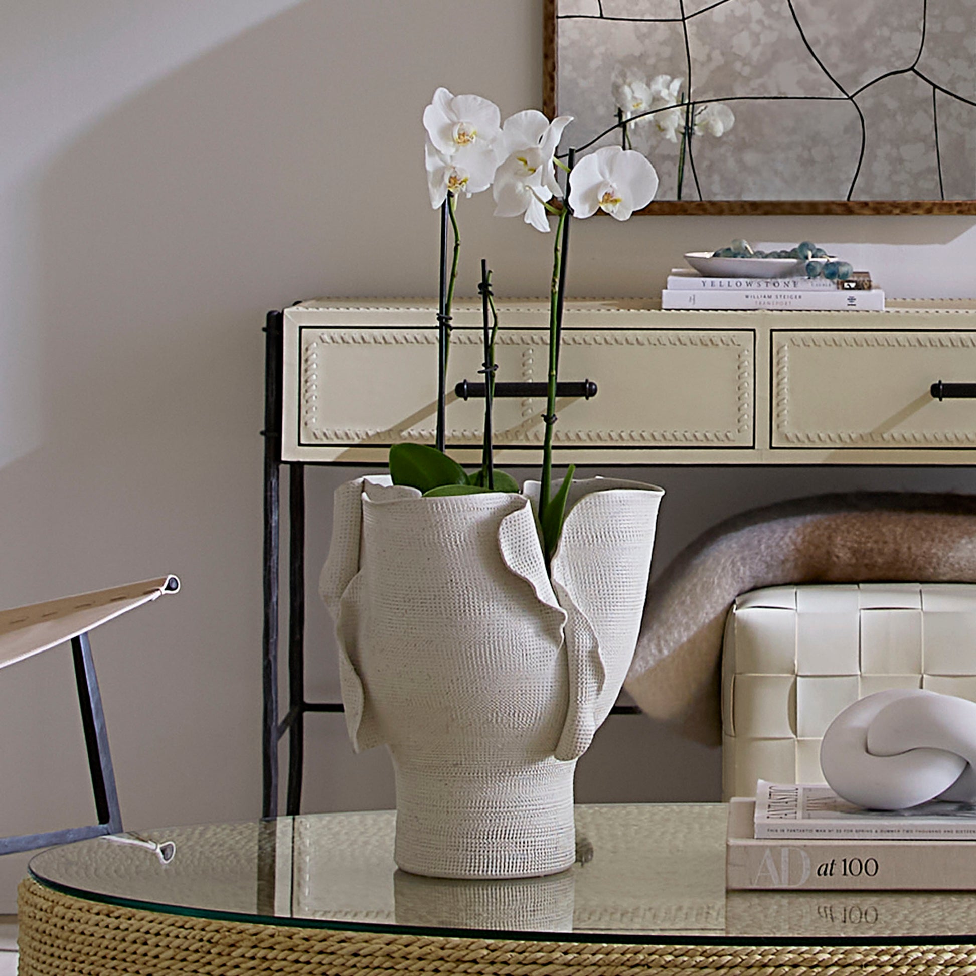 Torn Wide Porcelain Decorative Vessel by Jamie Young