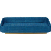 Utopia Footed Decorative Raffia Tray, Indigo by Jamie Young