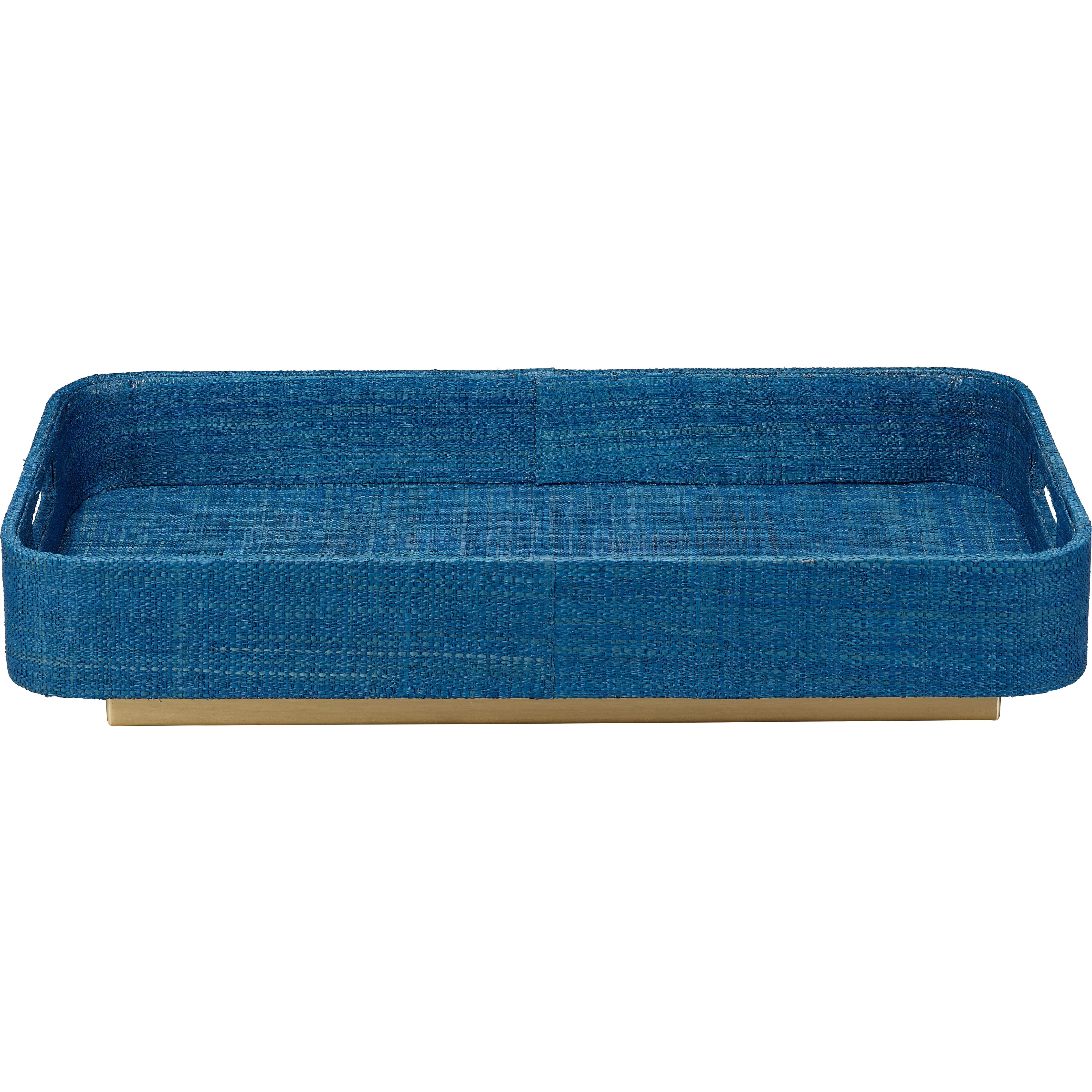 Utopia Footed Decorative Raffia Tray, Indigo by Jamie Young