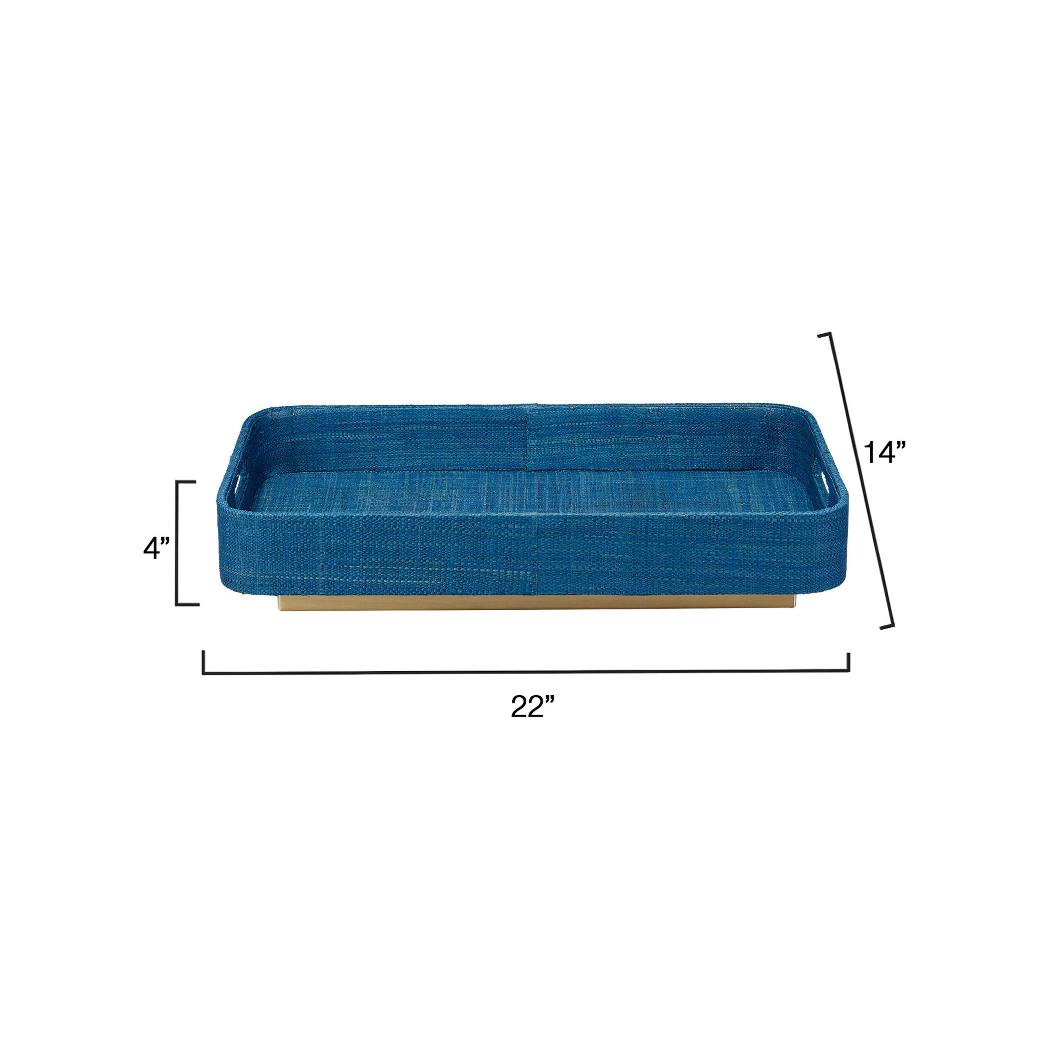 Utopia Footed Decorative Raffia Tray, Indigo by Jamie Young