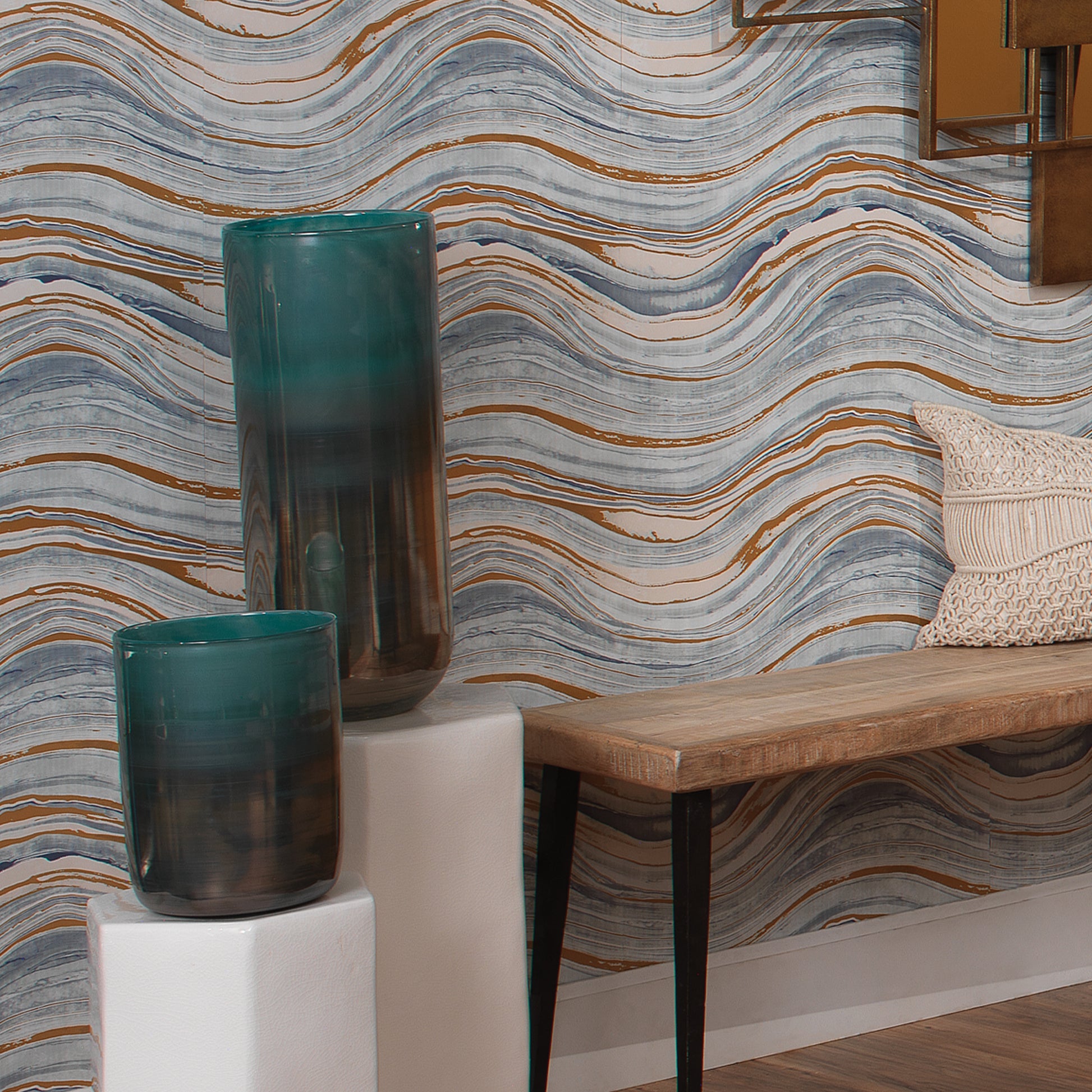 Vapor Hand Blown Decorative Glass Vase, Aqua by Jamie Young