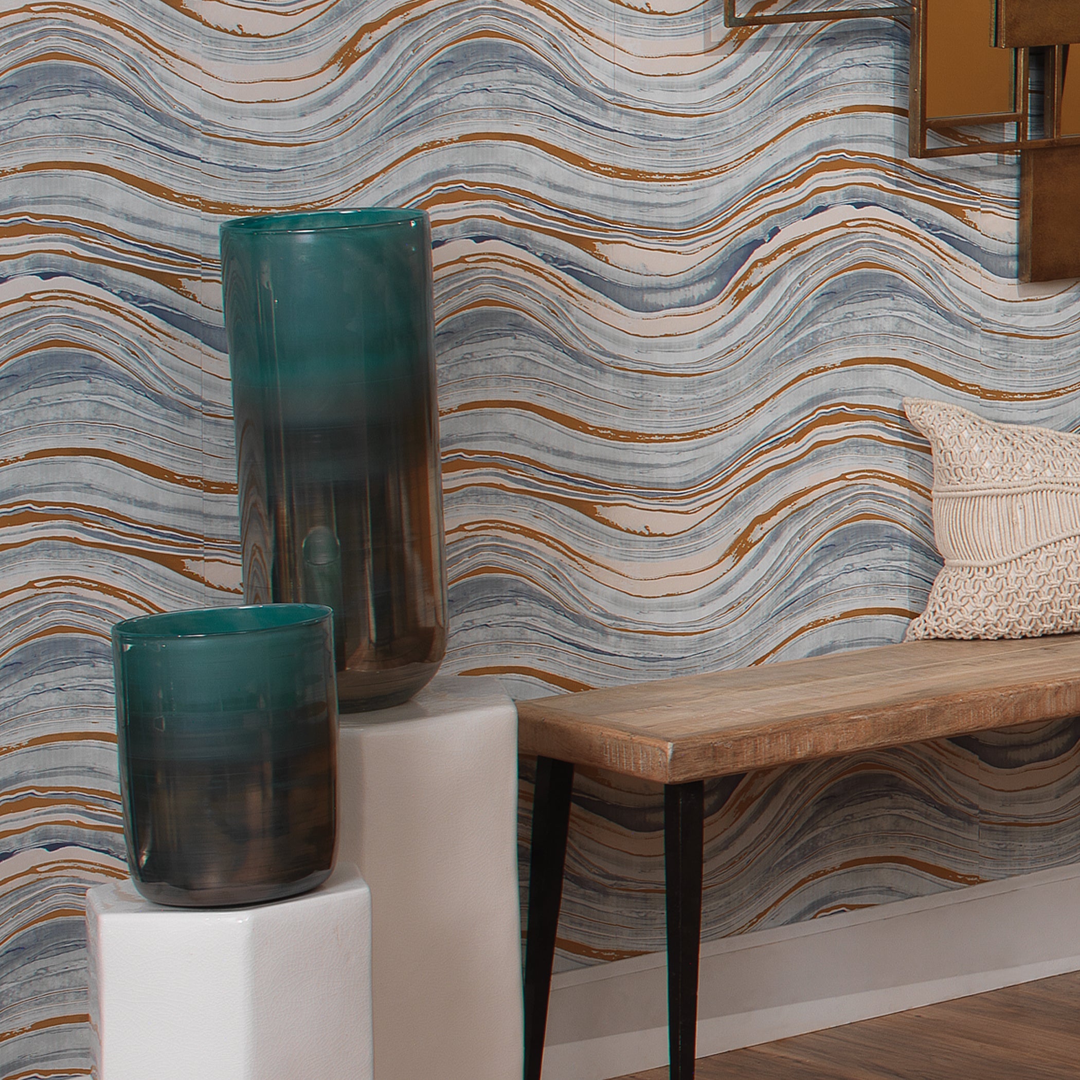 Vapor Hand Blown Decorative Glass Vase, Aqua by Jamie Young