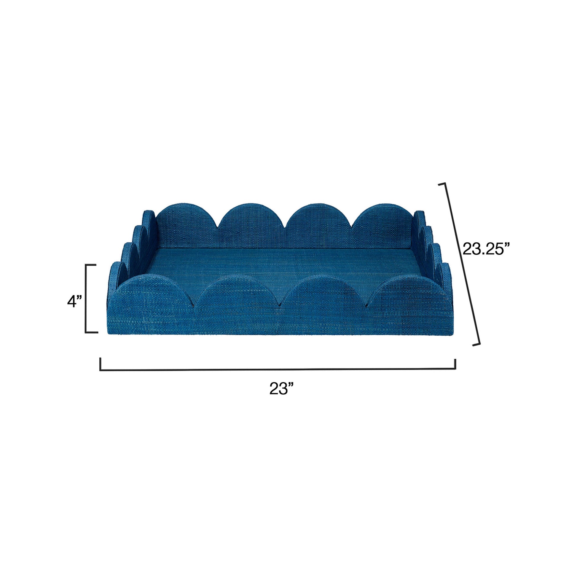 Wonderland Scalloped Decorative Raffia Tray, Indigo by Jamie Young