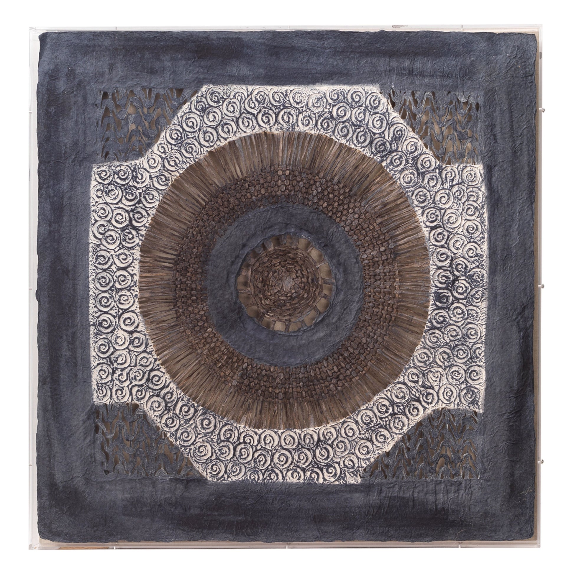 Batik Square Framed Wall Art, Indigo Paper by Jamie Young