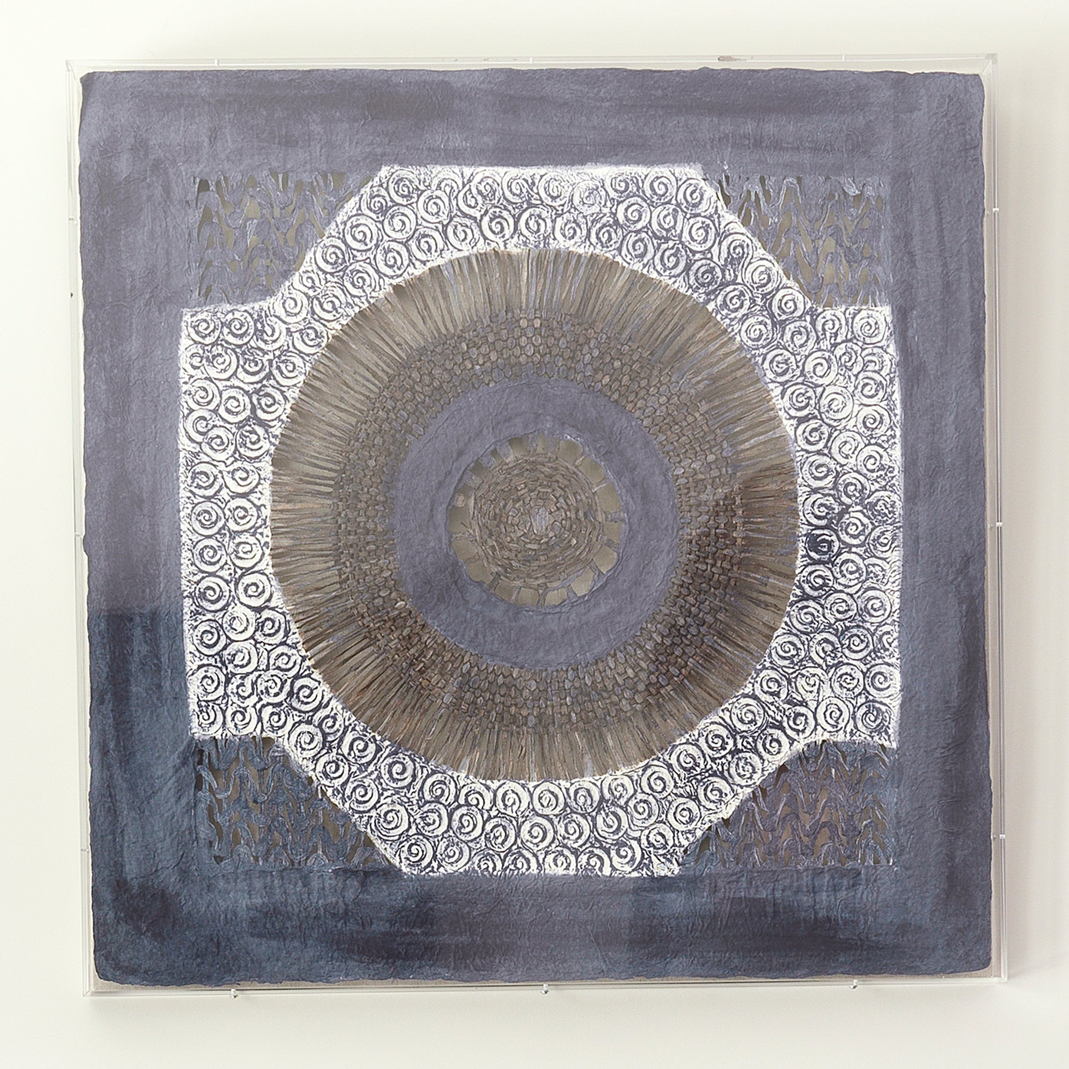Batik Square Framed Wall Art, Indigo Paper by Jamie Young