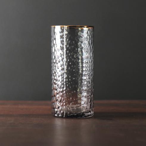 GLASS Croc Highball with Gold Rim – Smoke Grey by Beatriz Ball