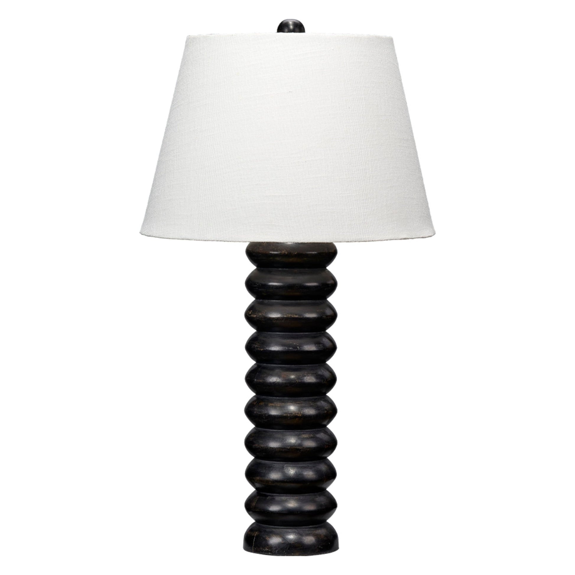 Abacus Mango Wood Table Lamp with Linen Shade by Jamie Young