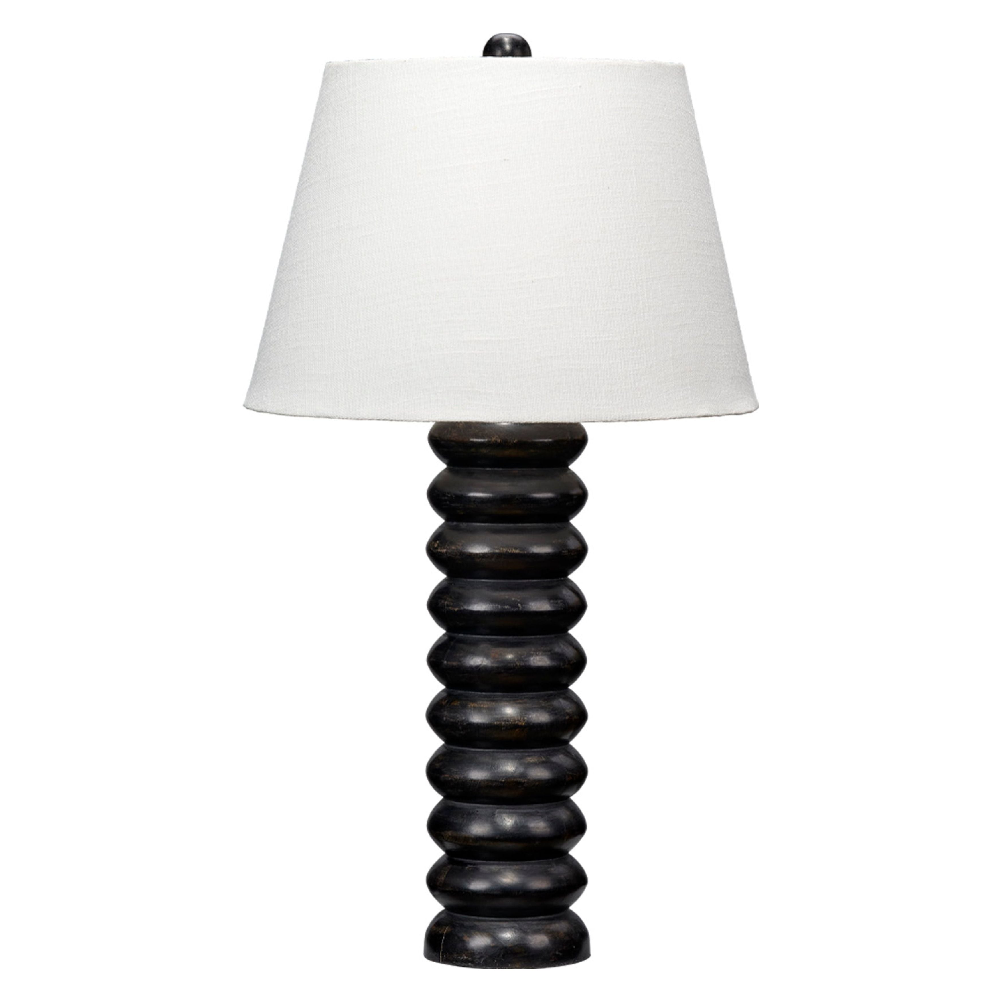 Abacus Mango Wood Table Lamp with Linen Shade by Jamie Young