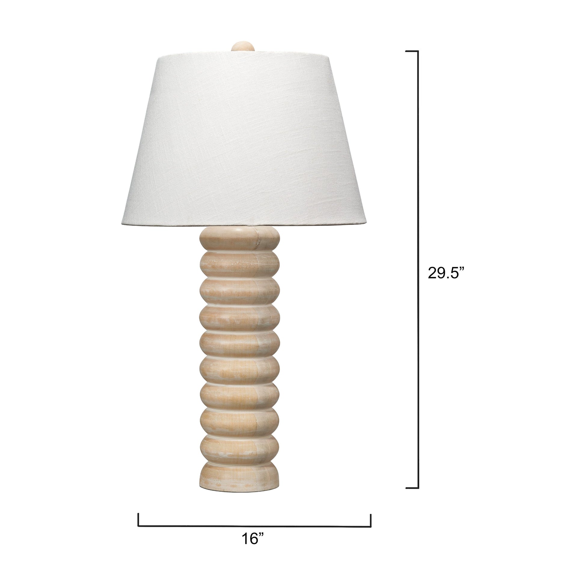 Abacus Mango Wood Table Lamp with Linen Shade by Jamie Young