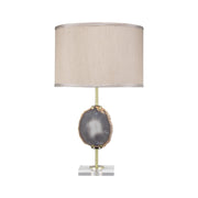 Agate Slice Table Lamp with Linen Shade by Jamie Young