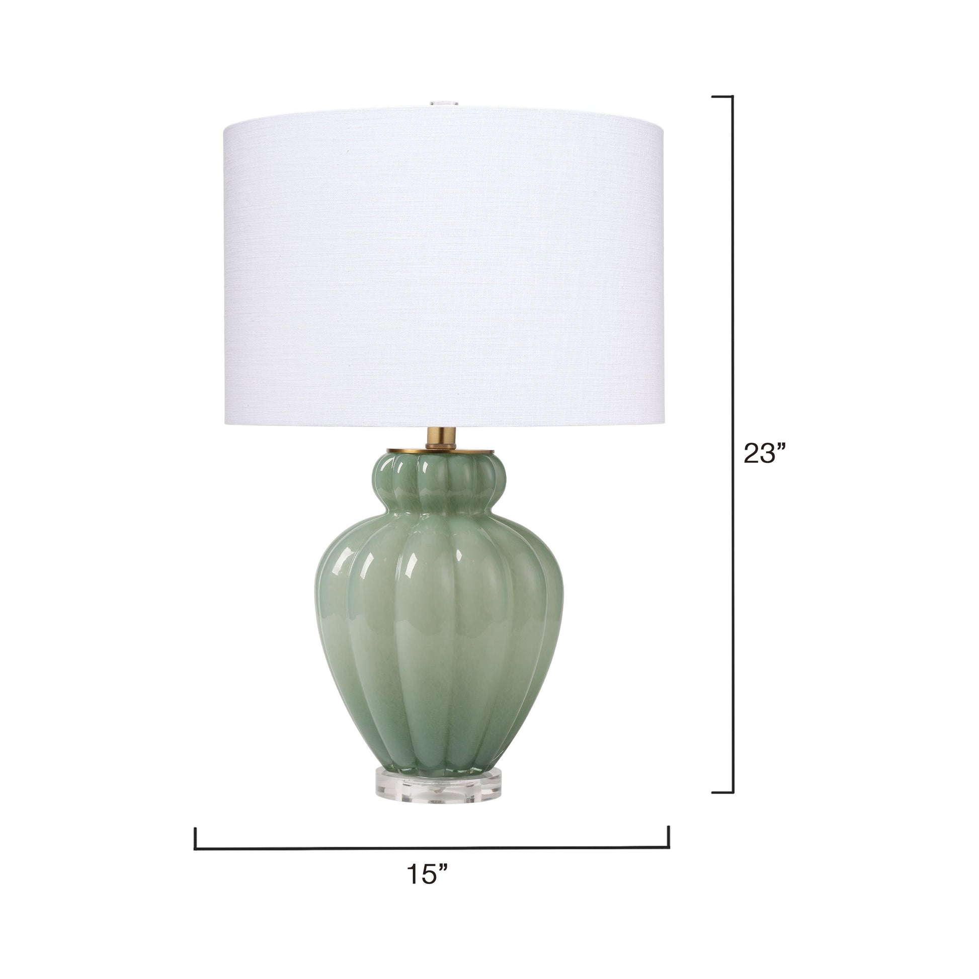 Agnes Blown Glass Table Lamp with Linen Shade, Celadon by Jamie Young