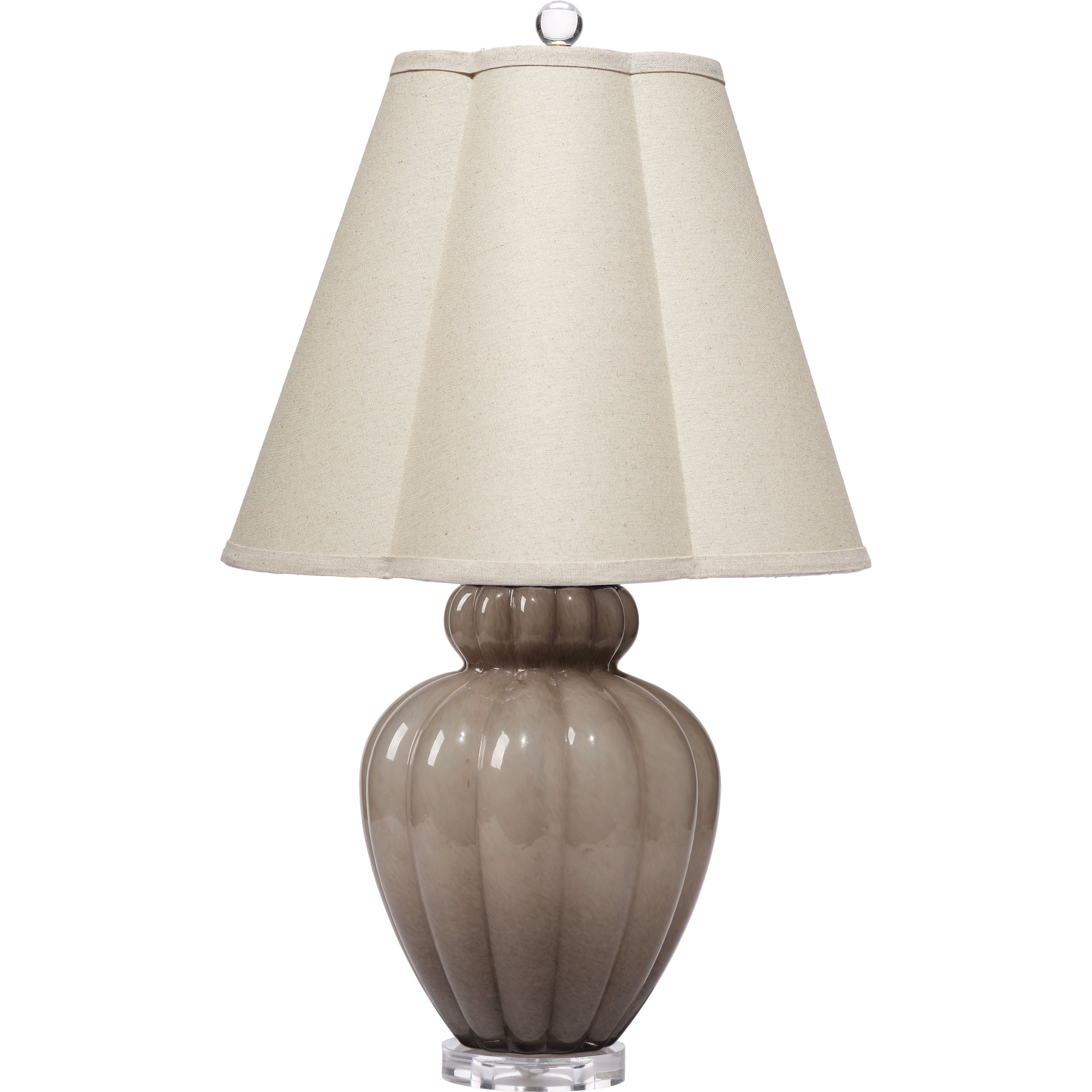 Agnes Blown Glass Table Lamp with Linen Scalloped Shade, Taupe by Jamie Young