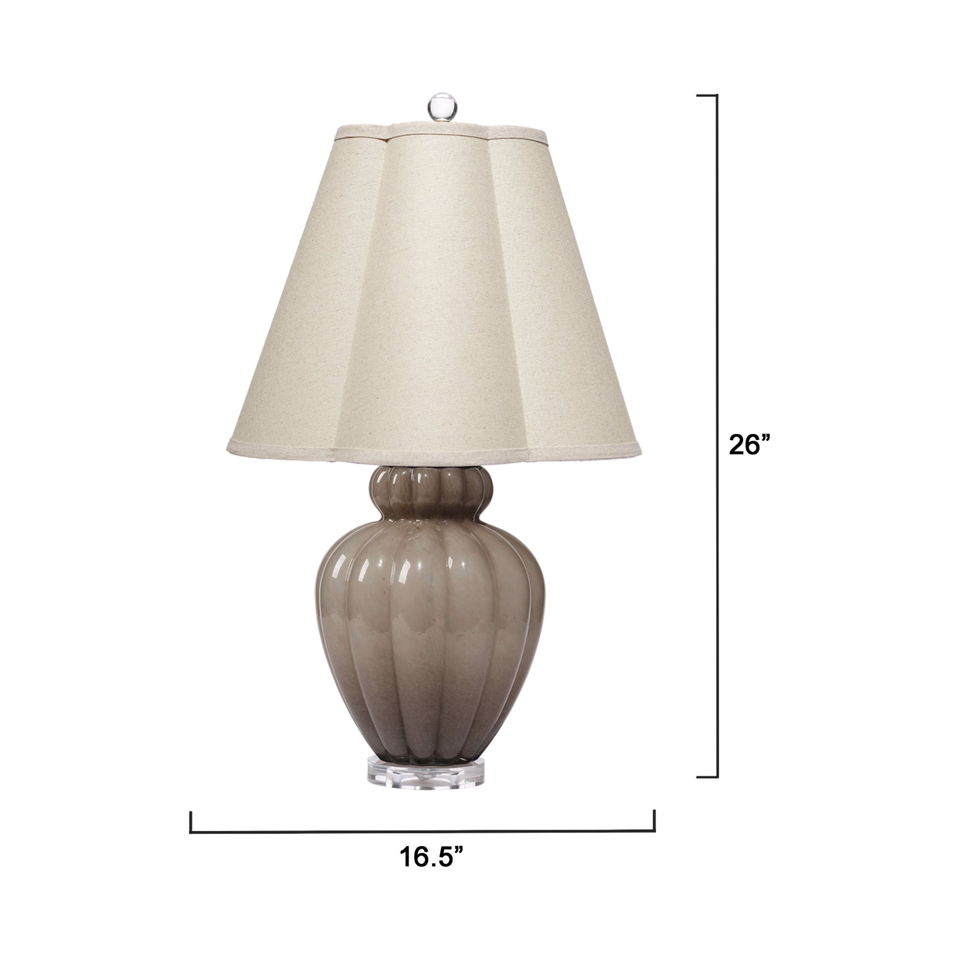 Agnes Blown Glass Table Lamp with Linen Scalloped Shade, Taupe by Jamie Young