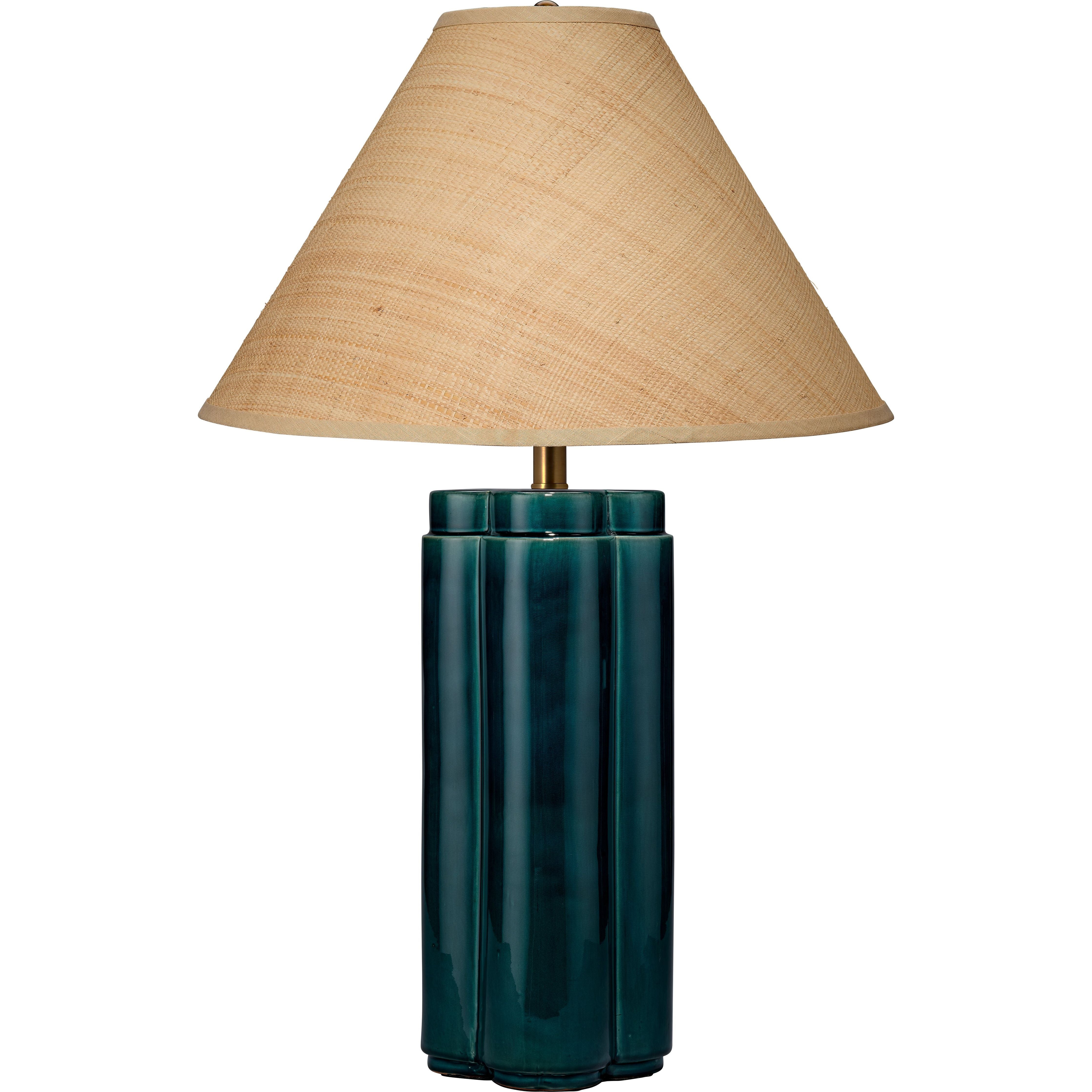 Allister Ceramic Table Lamp with Raffia Shade by Jamie Young