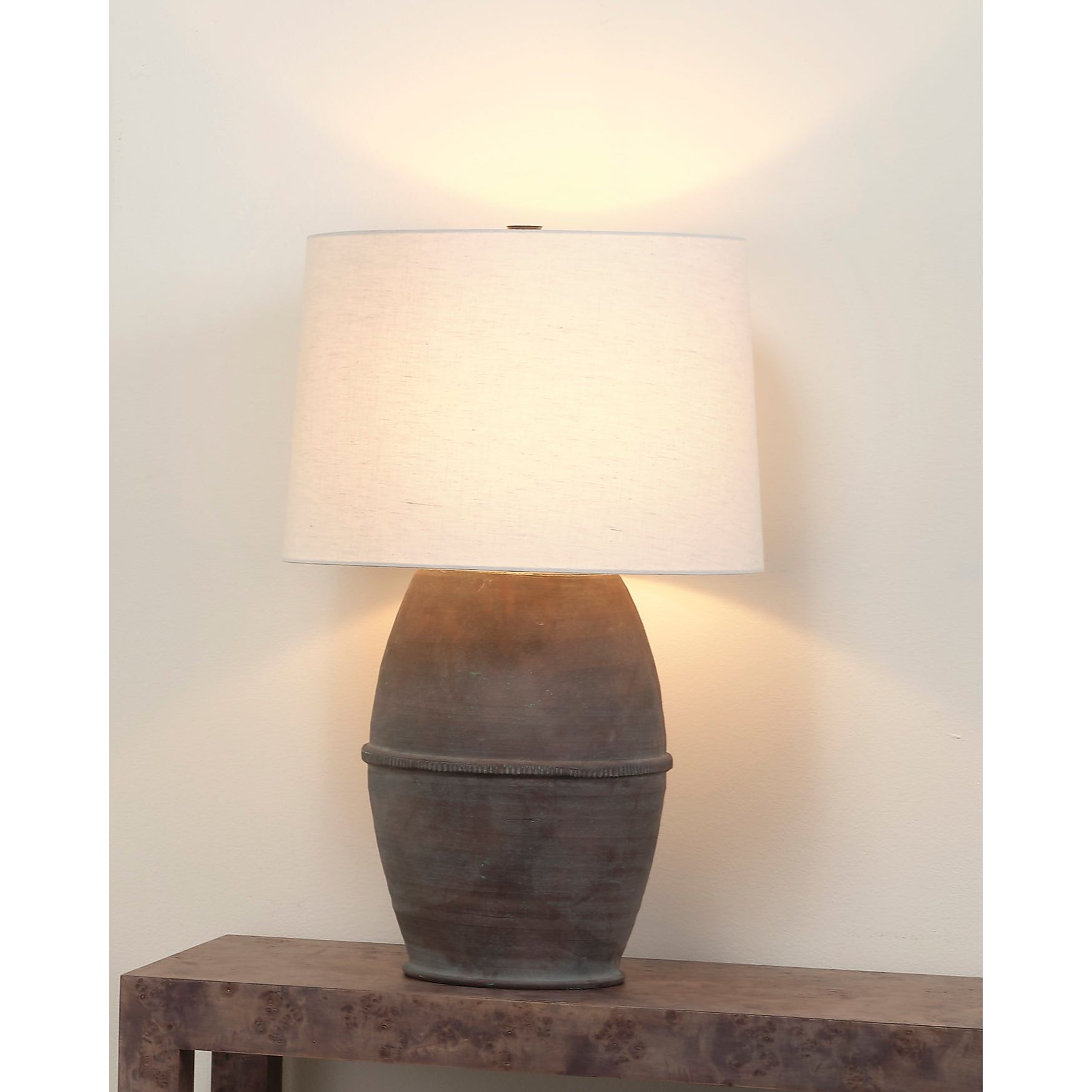 Antiquity Ceramic Table Lamp with Linen Shade by Jamie Young