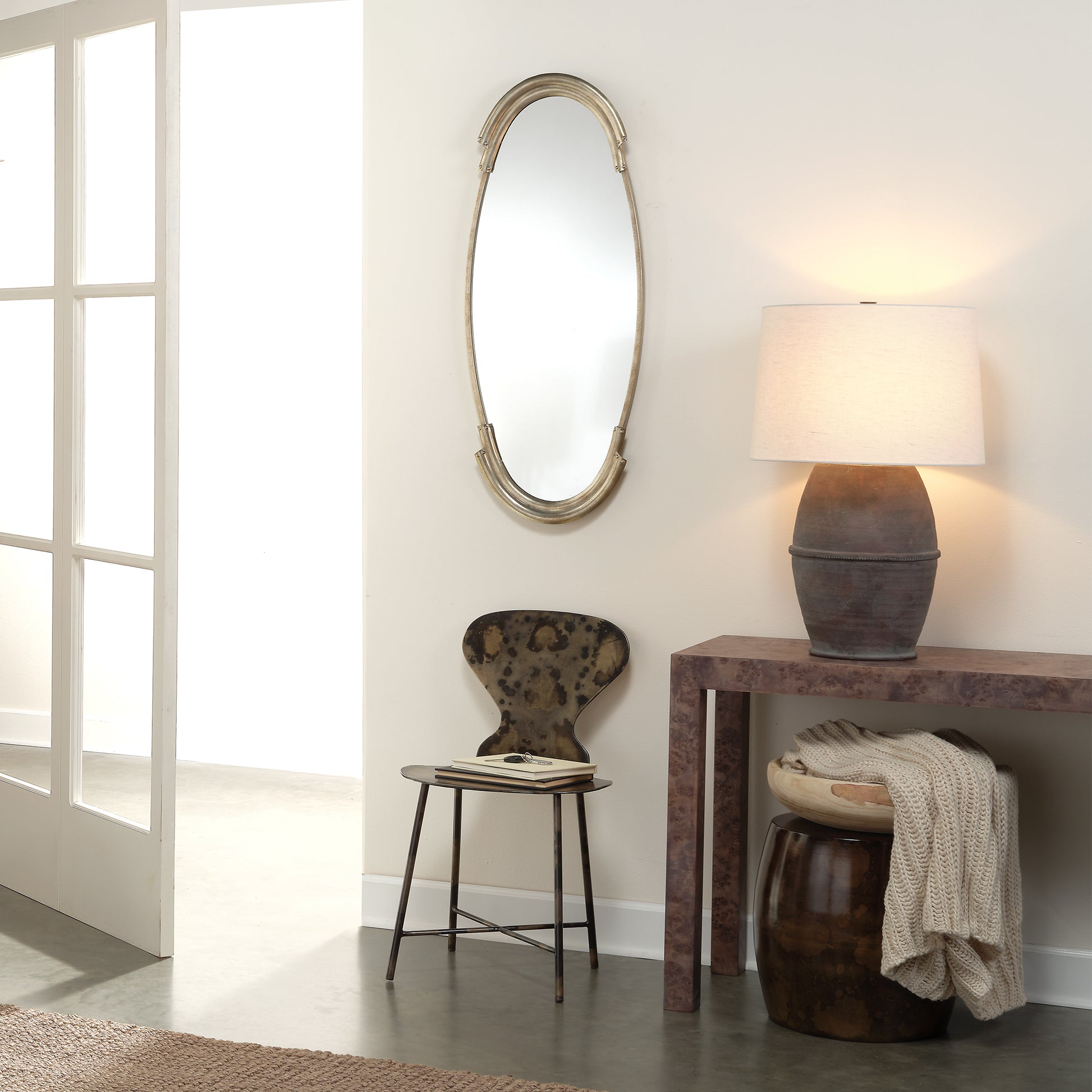 Antiquity Ceramic Table Lamp with Linen Shade by Jamie Young