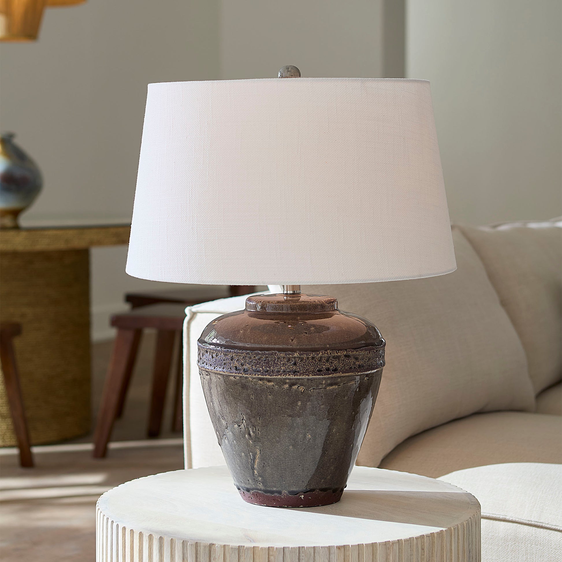Avondale Ceramic Table Lamp with Linen Shade by Jamie Young