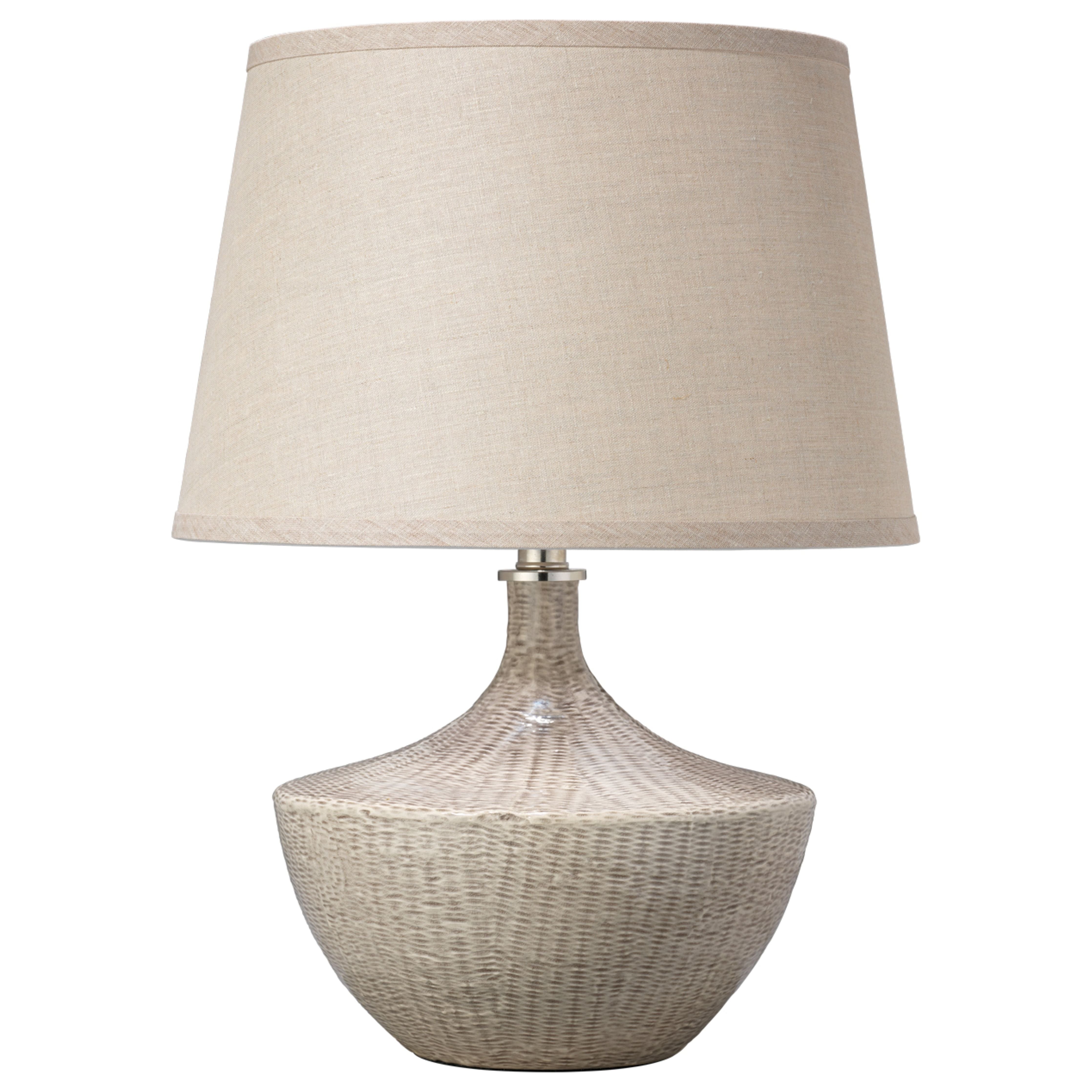 Basketweave Ceramic Table Lamp with Linen Shade by Jamie Young