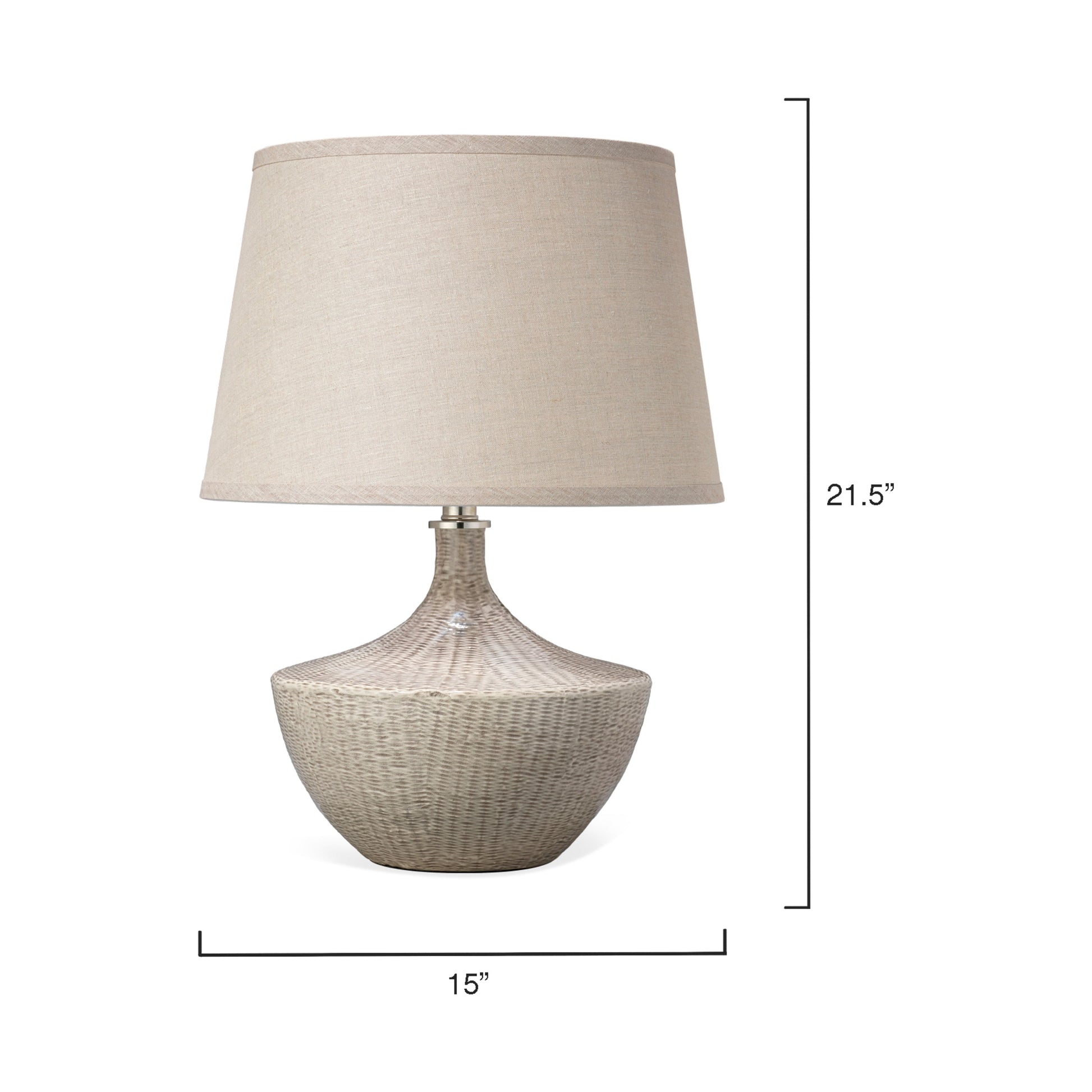 Basketweave Ceramic Table Lamp with Linen Shade by Jamie Young