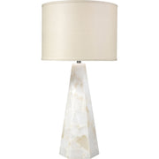 Borealix Alabaster Hexagon Table Lamp with Linen Shade by Jamie Young