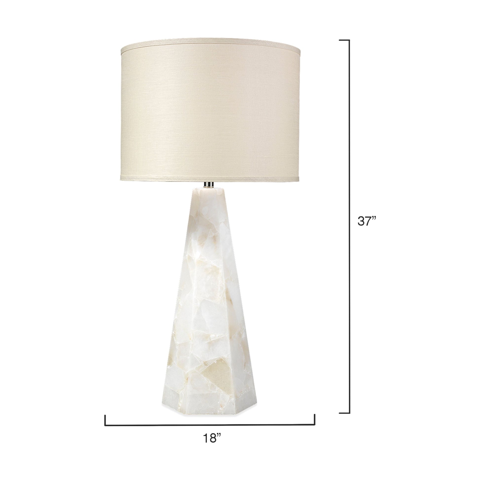 Borealix Alabaster Hexagon Table Lamp with Linen Shade by Jamie Young