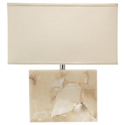 Borealis Alabaster Table Lamp with Linen Shade by Jamie Young