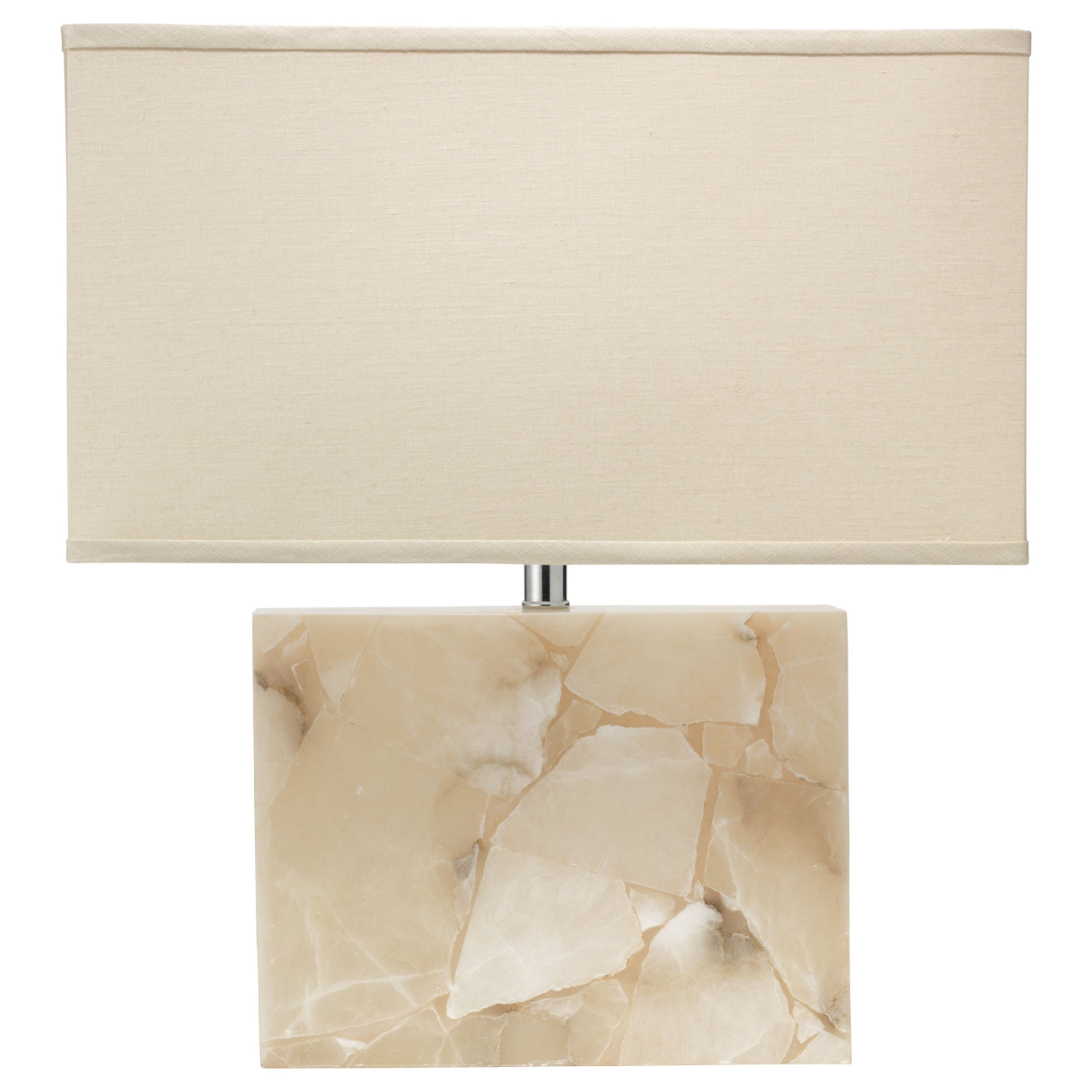 Borealis Alabaster Table Lamp with Linen Shade by Jamie Young