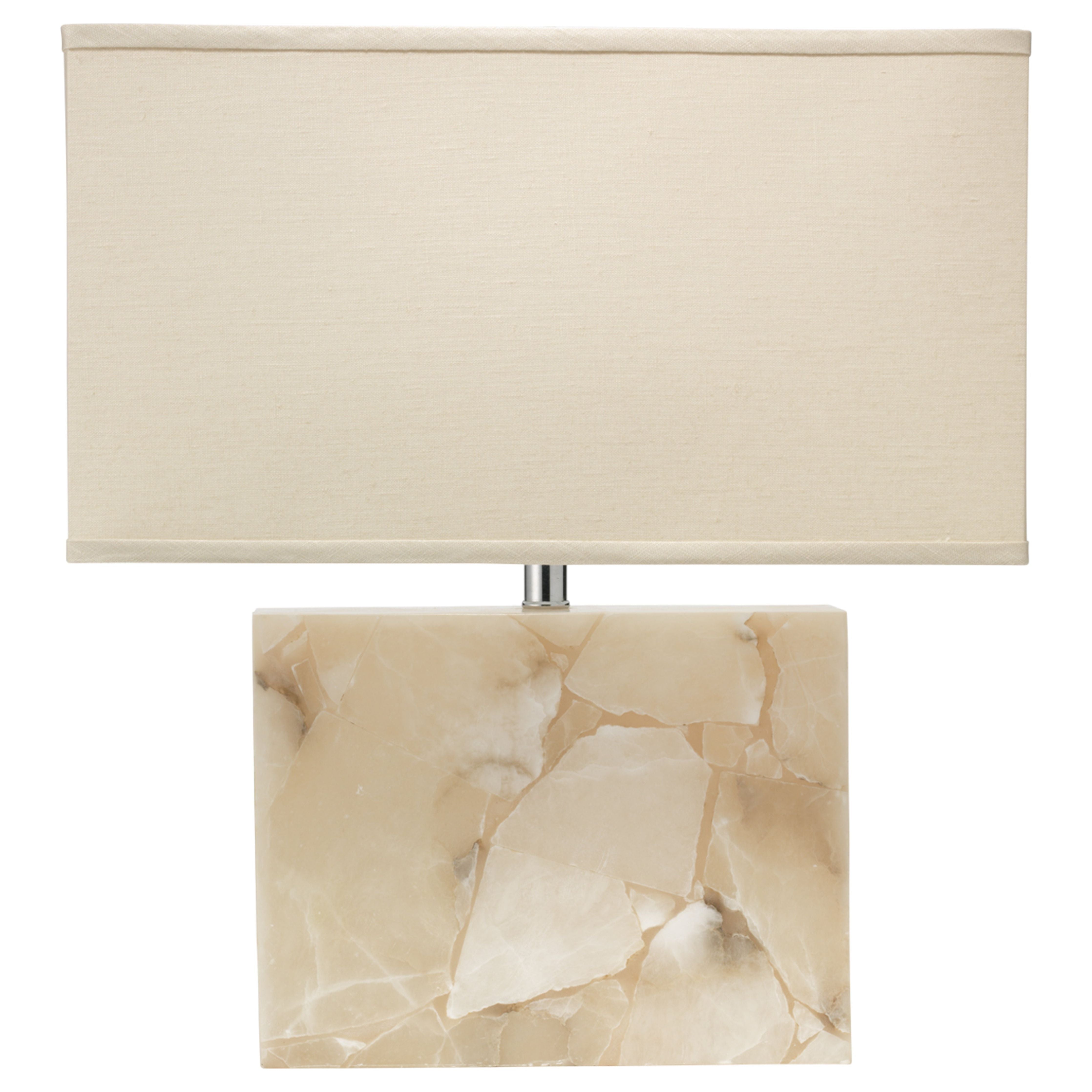 Borealis Alabaster Table Lamp with Linen Shade by Jamie Young