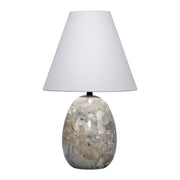 Capsule Travertine Table Lamp with Linen Shade by Jamie Young