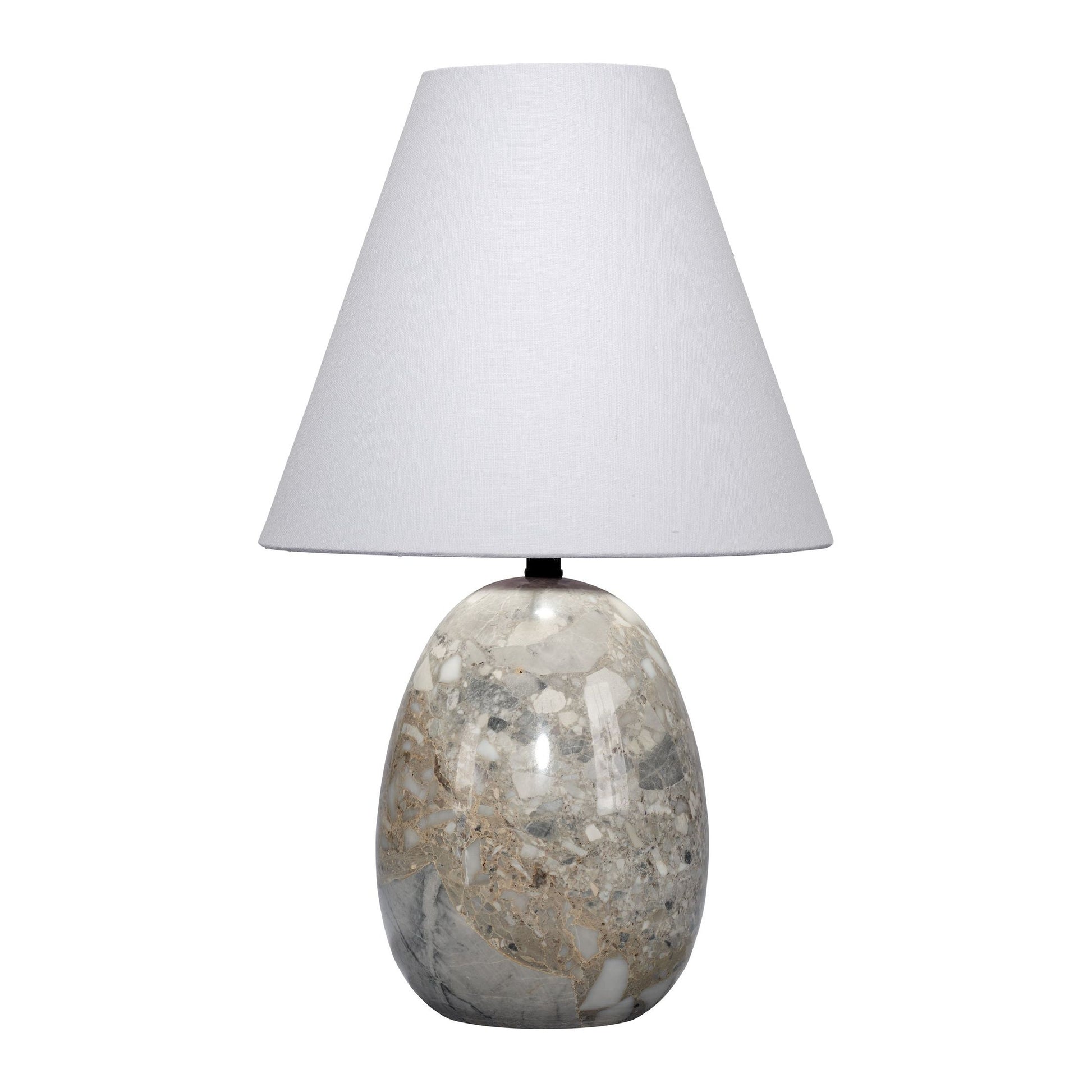 Capsule Travertine Table Lamp with Linen Shade by Jamie Young