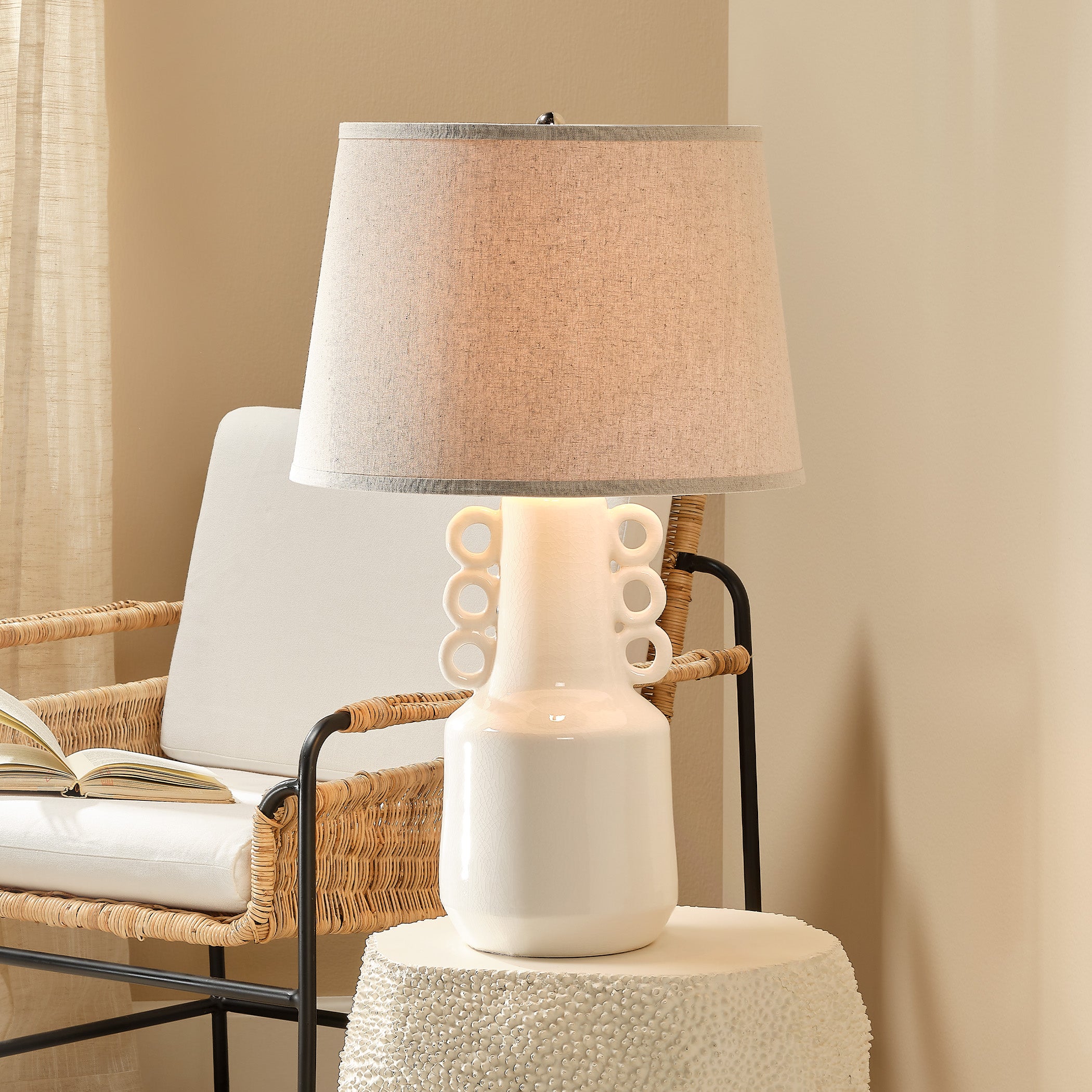 Circus Ceramic Table Lamp with Linen Shade by Jamie Young
