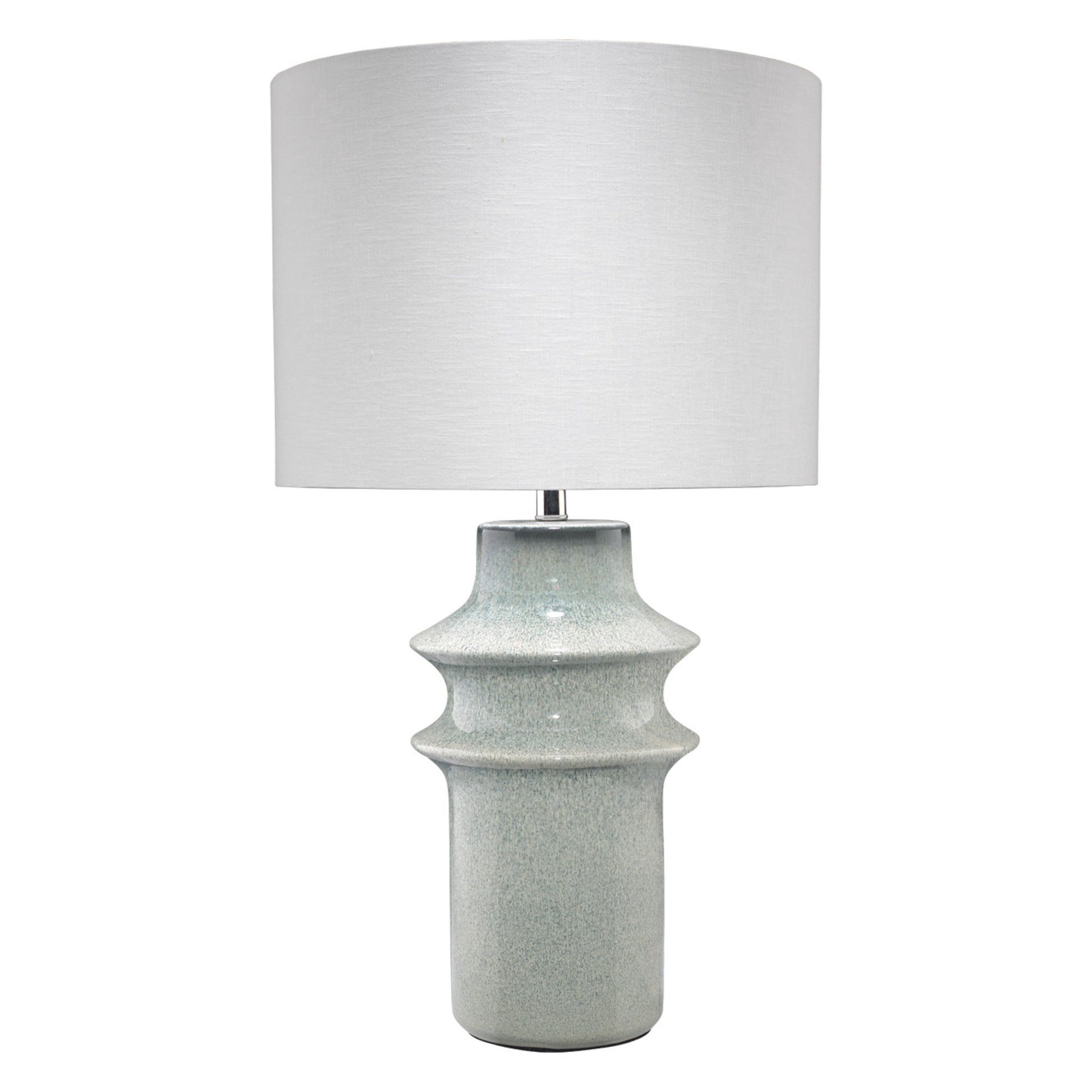 Cymbals Ceramic Table Lamp with Linen Shade by Jamie Young
