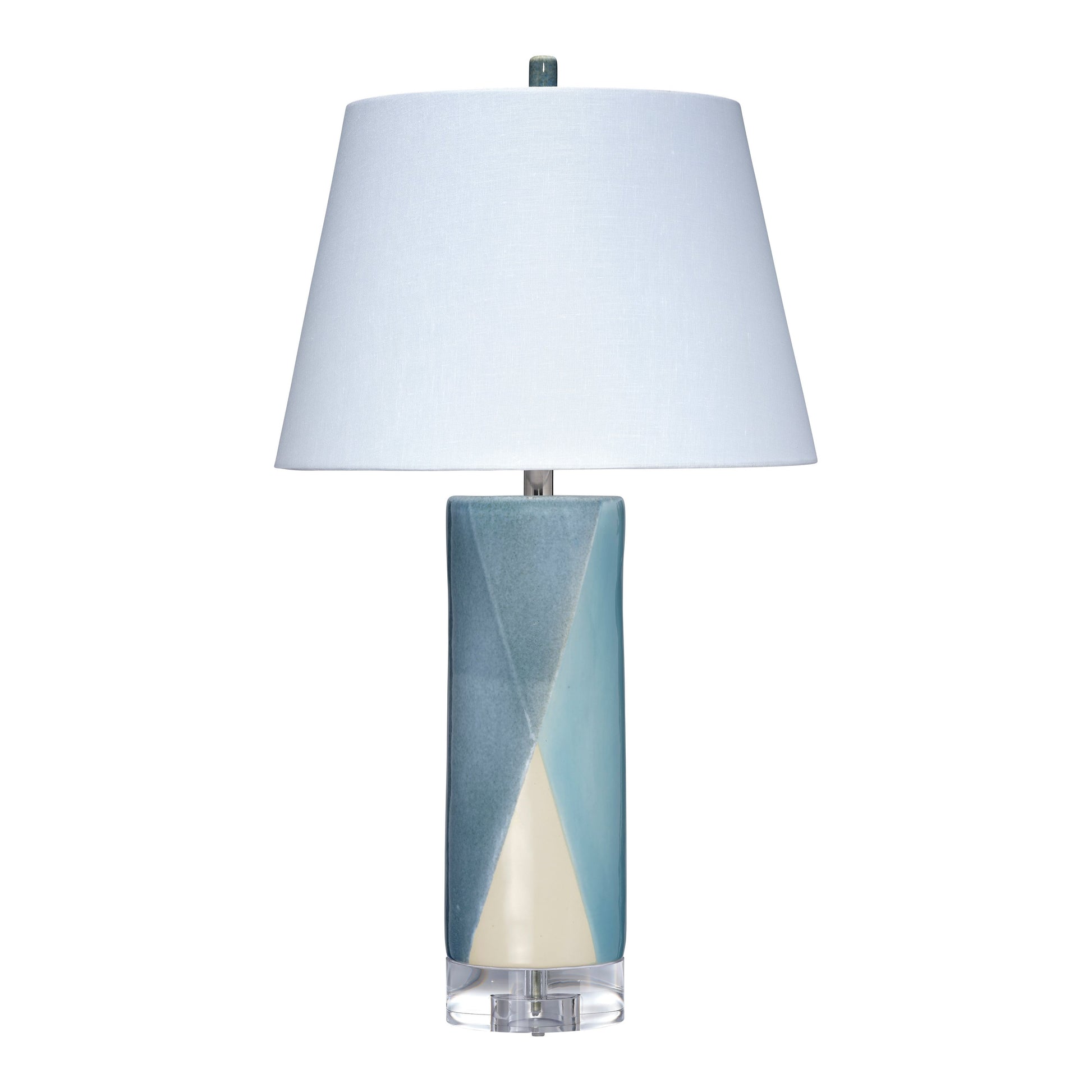 Diamond Ceramic Table Lamp with Linen Shade by Jamie Young