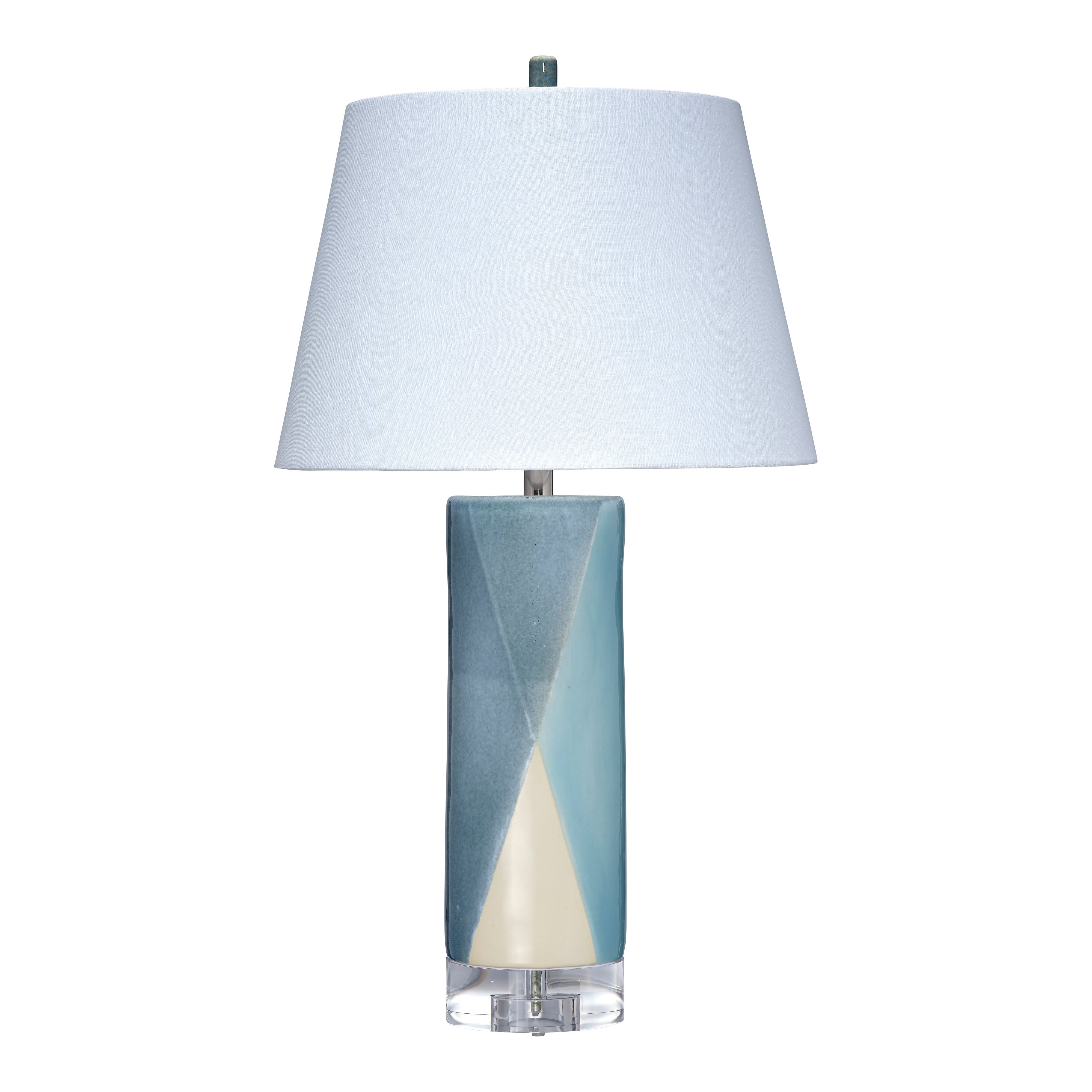 Diamond Ceramic Table Lamp with Linen Shade by Jamie Young