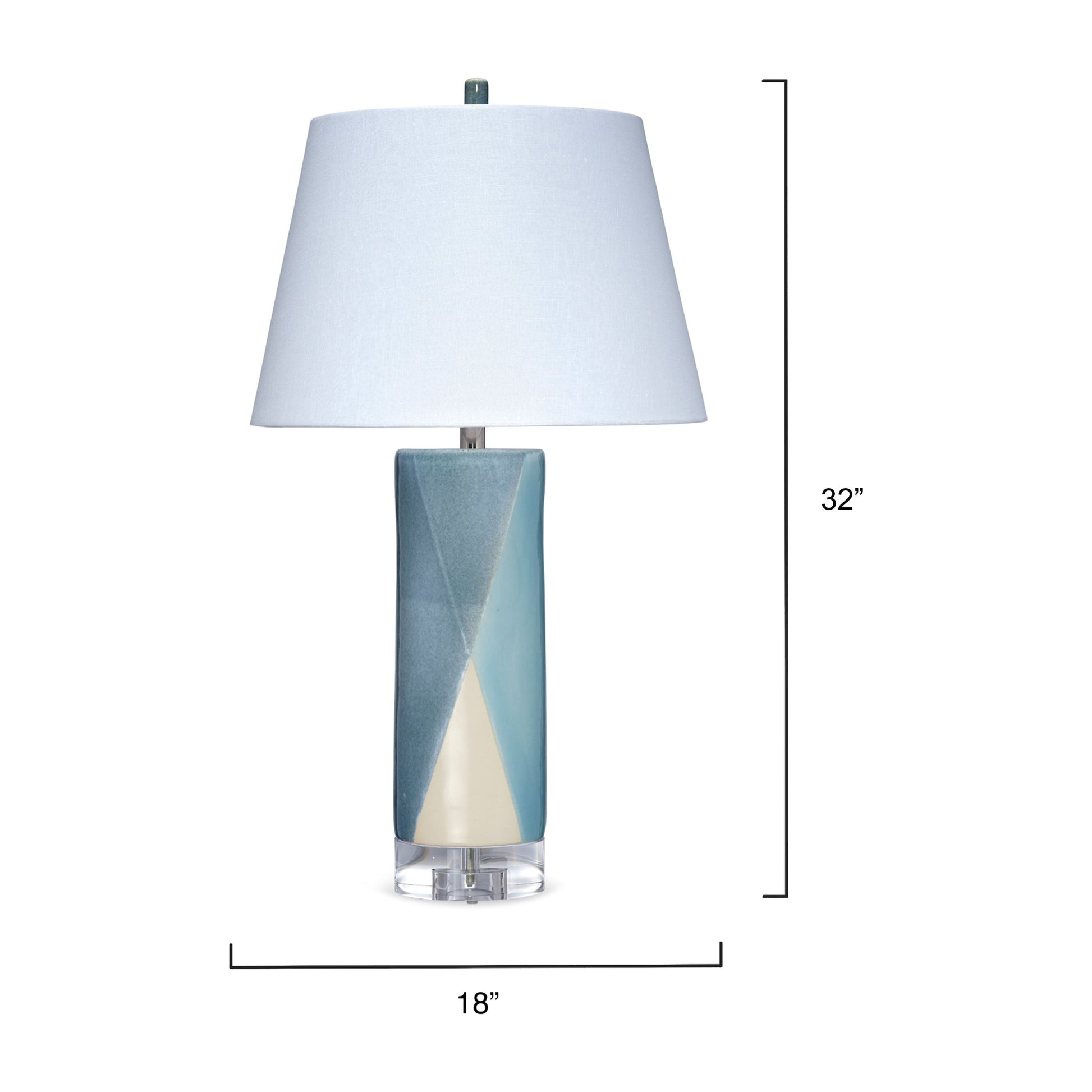 Diamond Ceramic Table Lamp with Linen Shade by Jamie Young