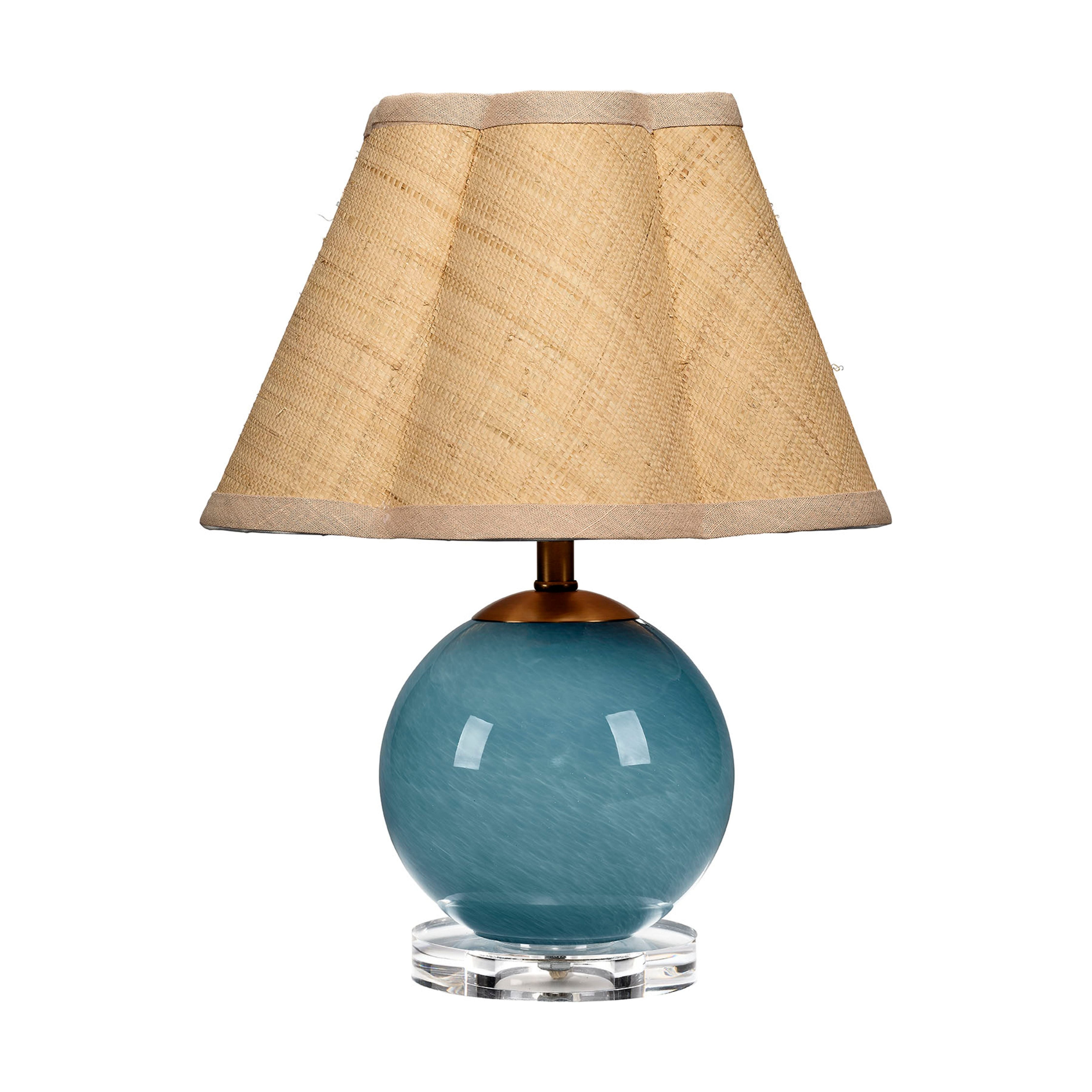 Dottie Blown Glass Table Lamp with Raffia Shade Blue by Jamie Young