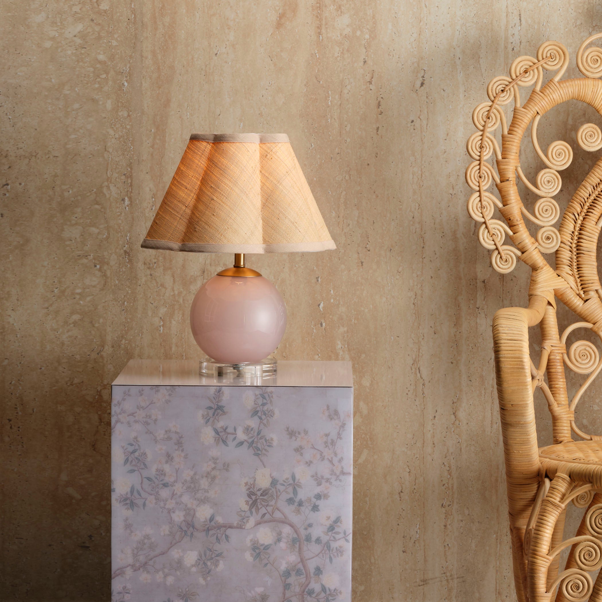 Dottie Blown Glass Table Lamp with Raffia Shade by Jamie Young