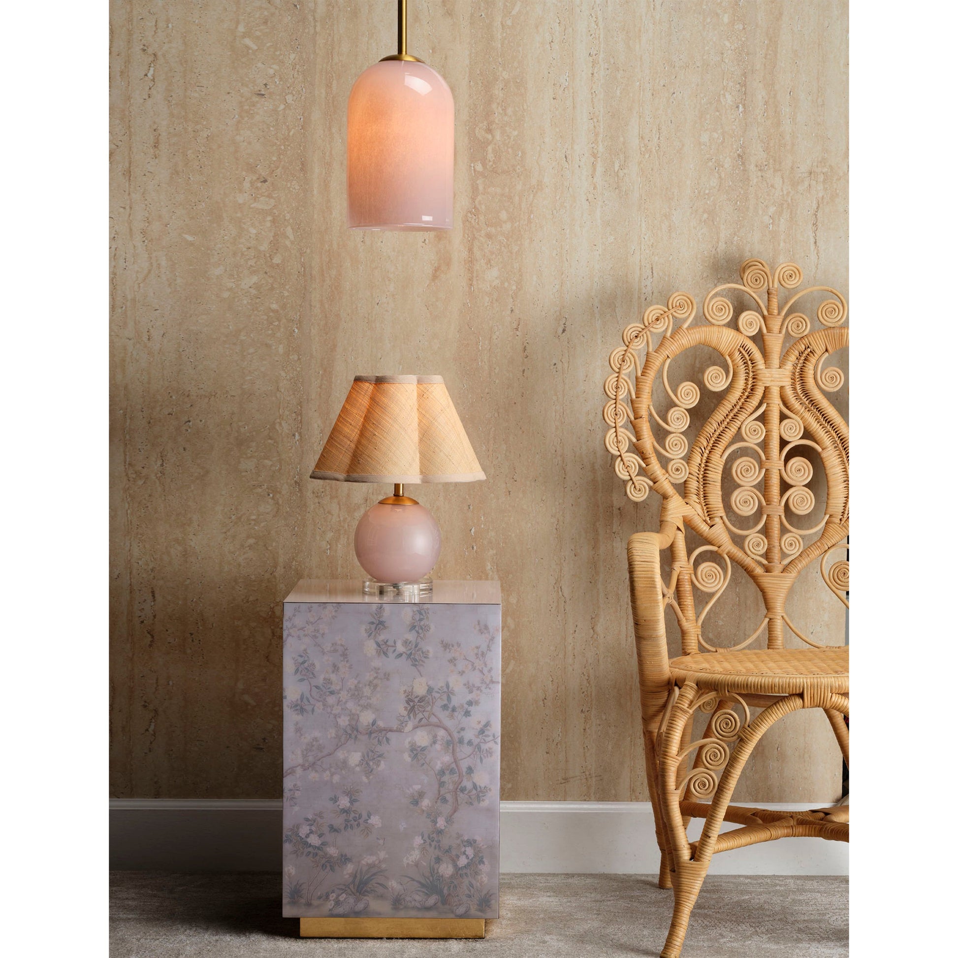 Dottie Blown Glass Table Lamp with Raffia Shade by Jamie Young
