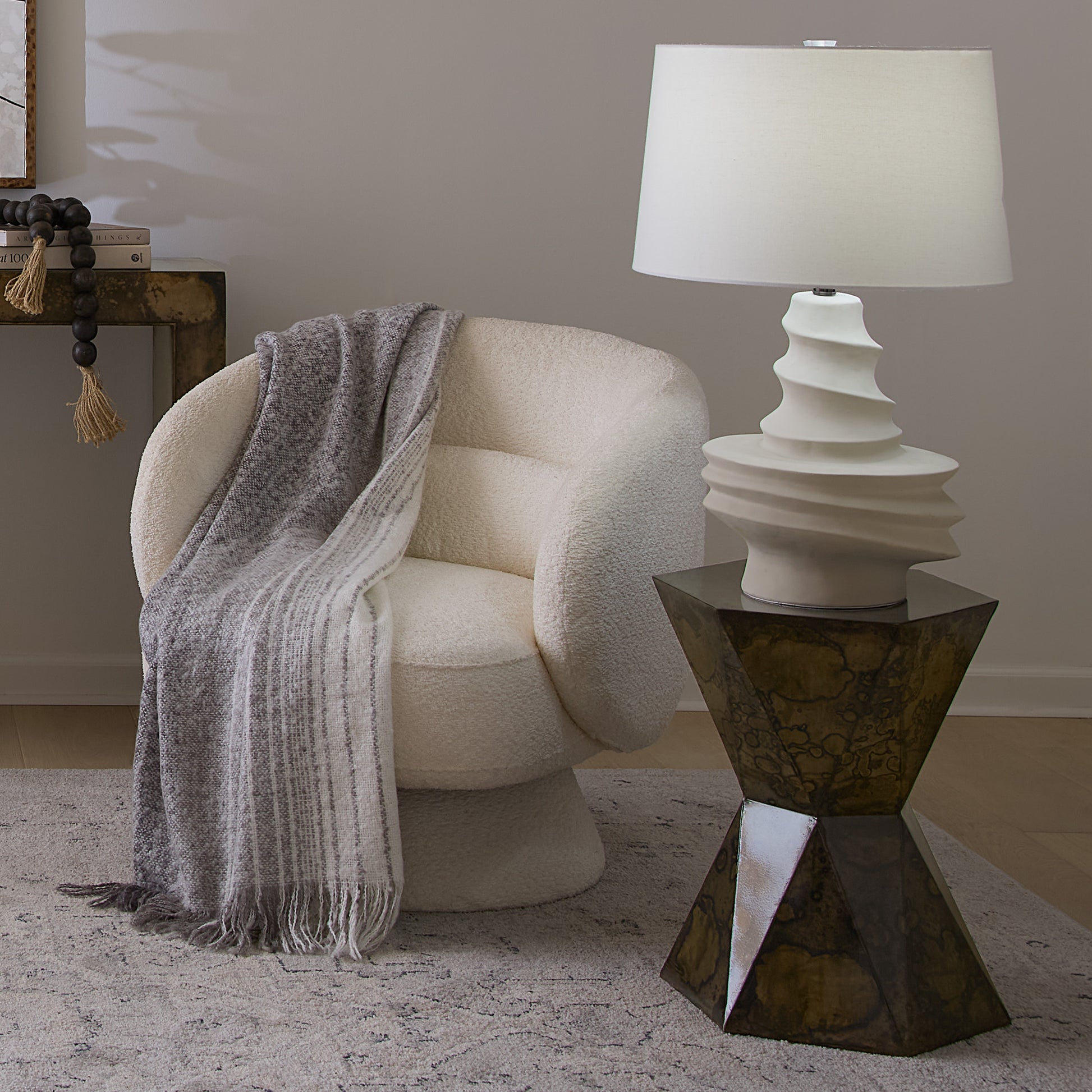 Dune Ceramic Table Lamp with Linen Shade by Jamie Young
