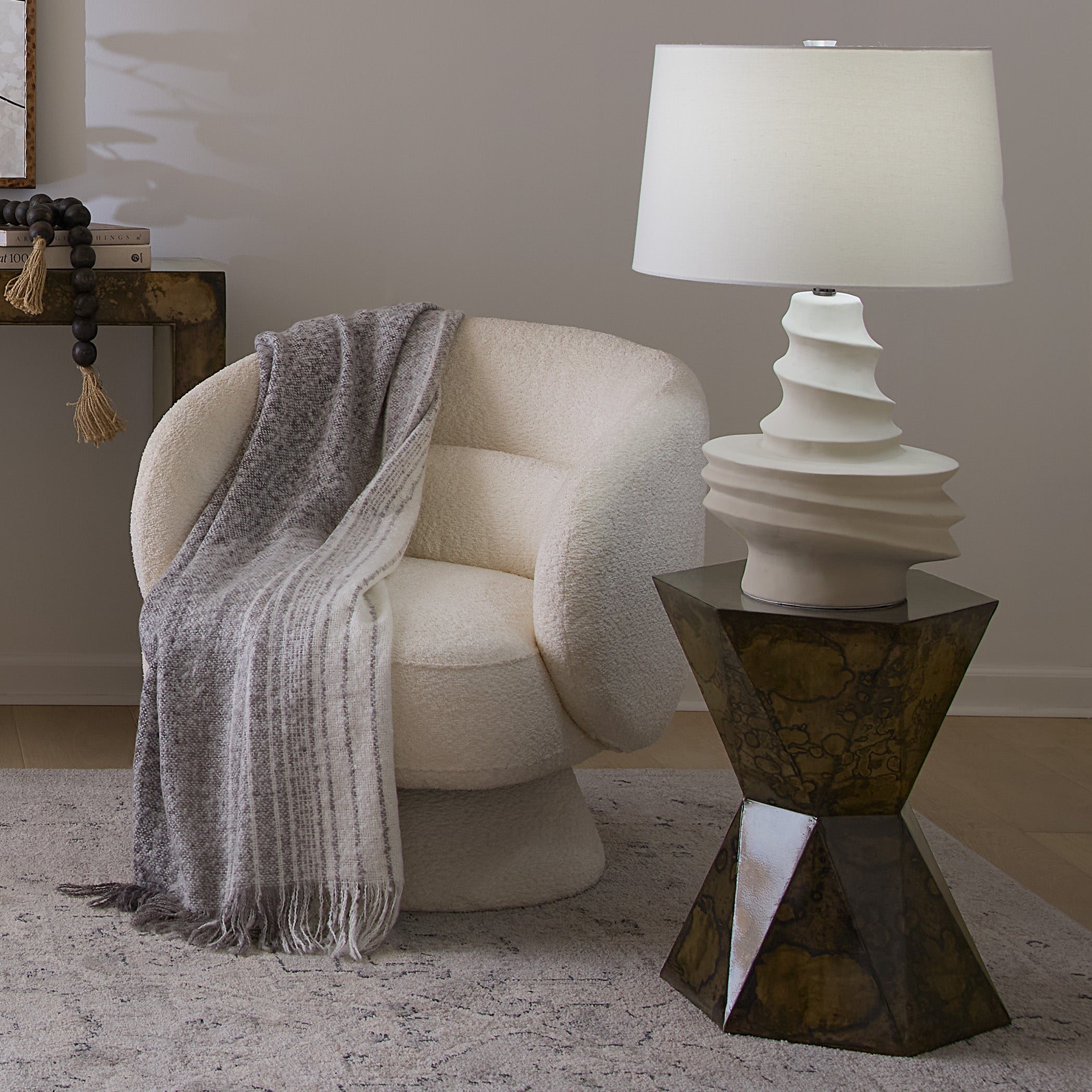 Dune Ceramic Table Lamp with Linen Shade by Jamie Young