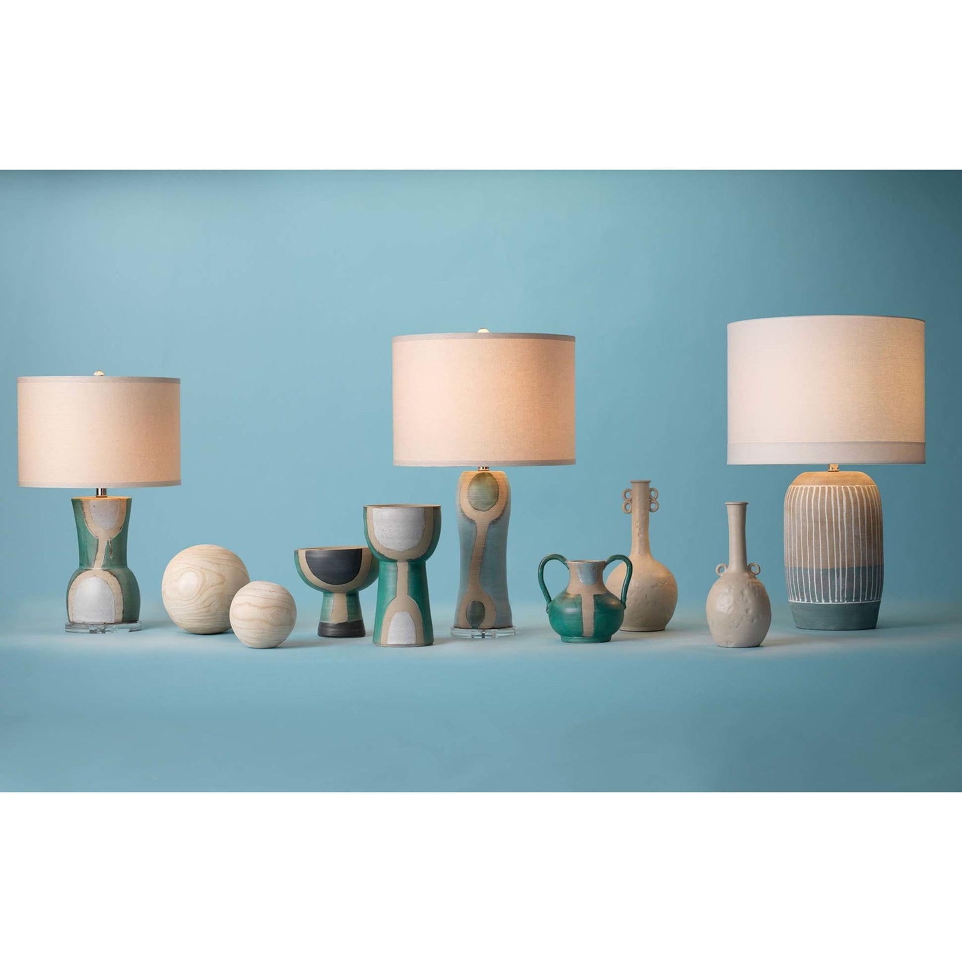 Flagstaff Ceramic Table Lamp with Linen Shade by Jamie Young