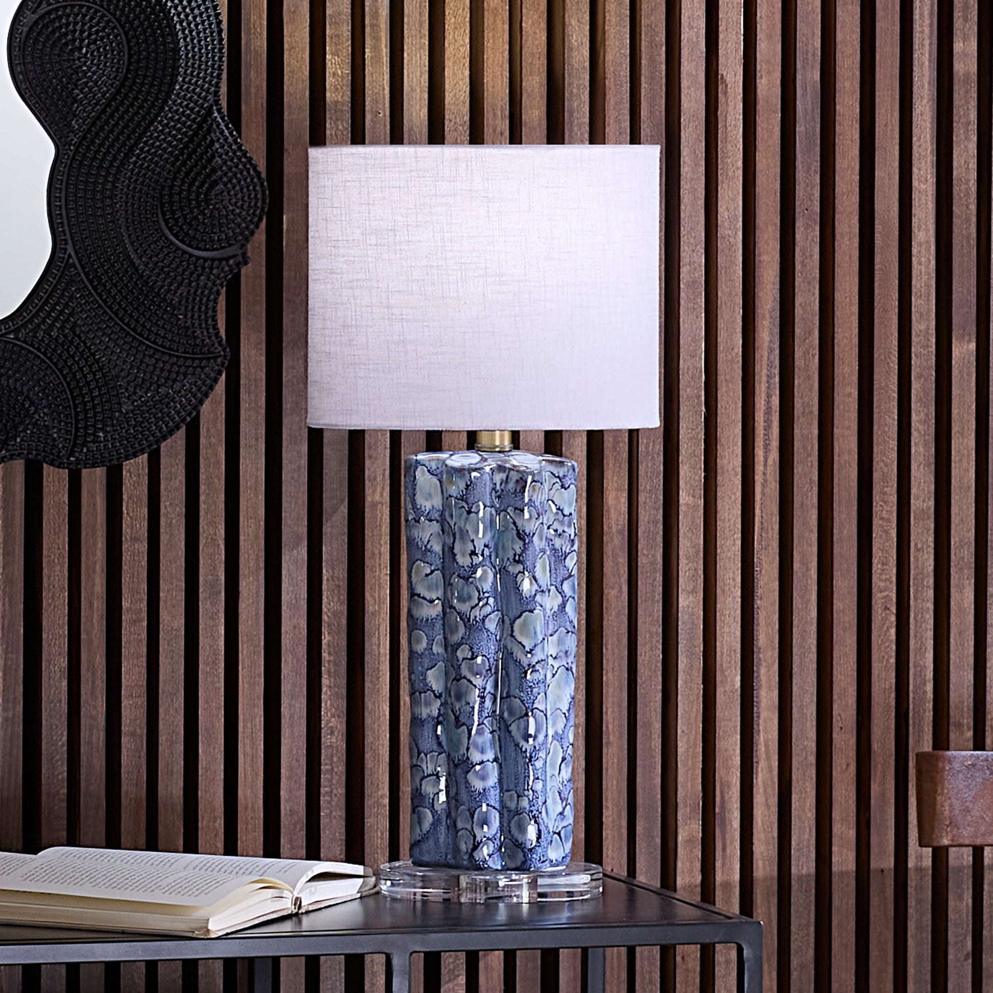 Flurry Ceramic Small Table Lamp with Linen Shade by Jamie Young