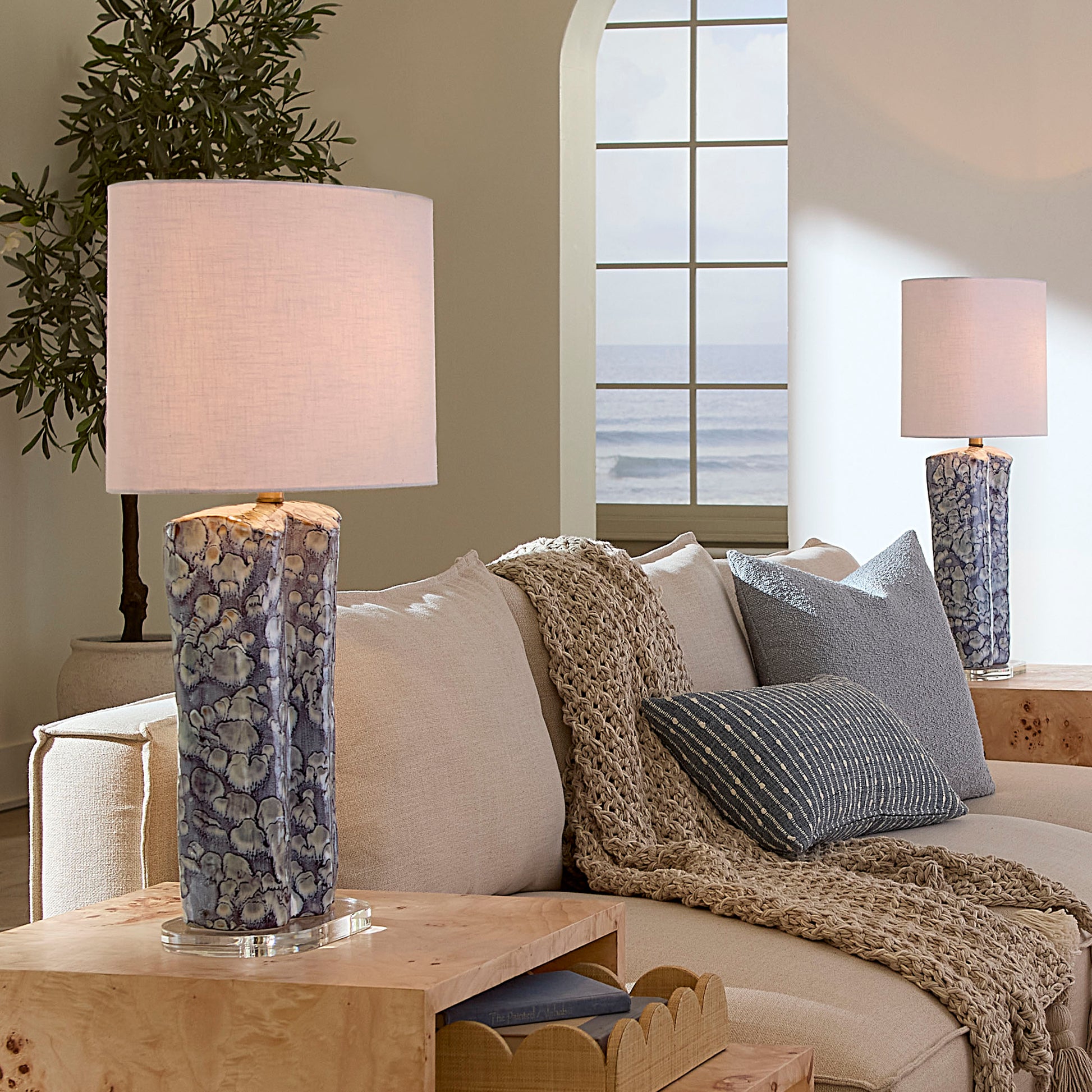 Flurry Ceramic Table Lamp with Linen Shade by Jamie Young