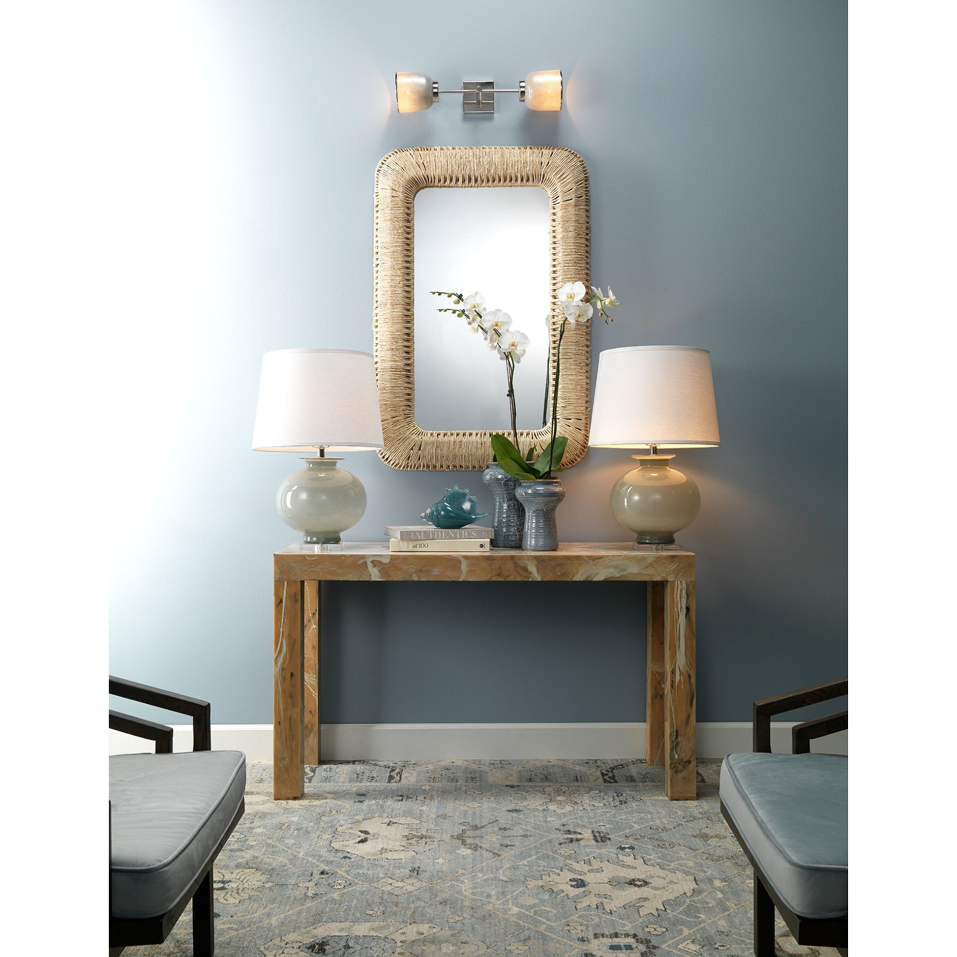 Heirloom Glass Table Lamp with Linen Shade by Jamie Young