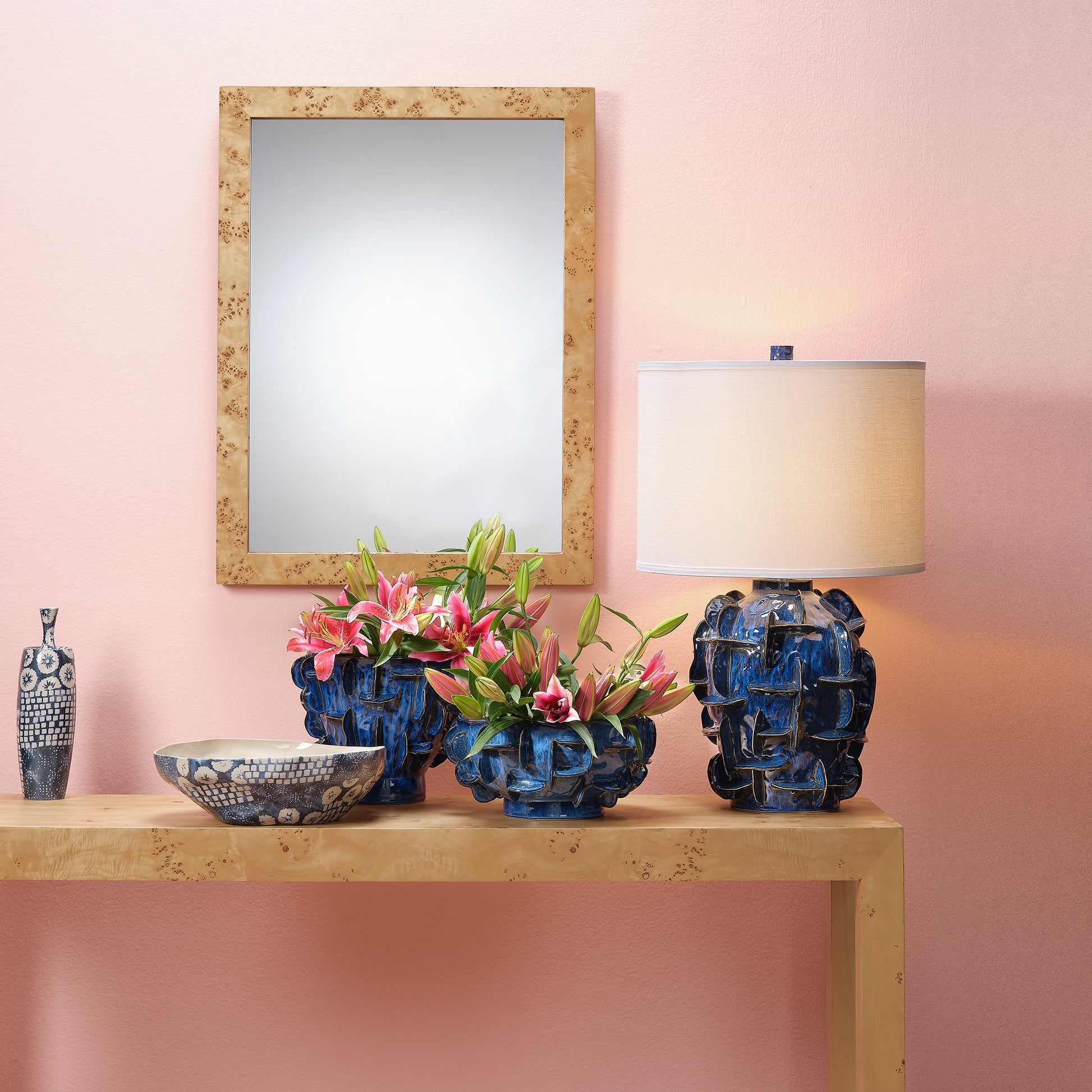 Helios Ceramic Table Lamp with Linen Shade by Jamie Young