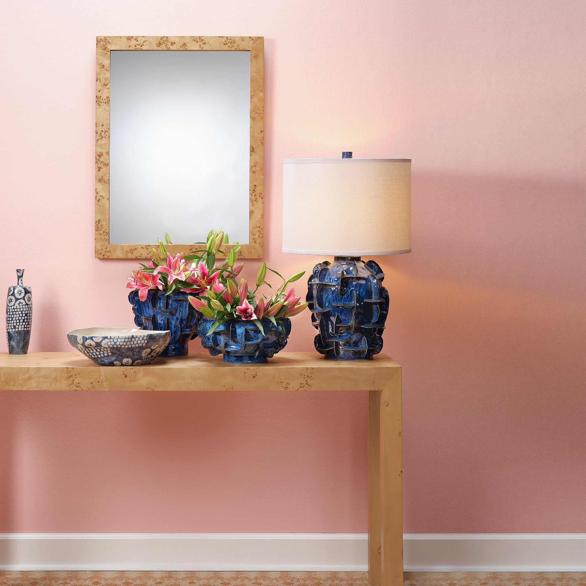 Helios Ceramic Table Lamp with Linen Shade by Jamie Young